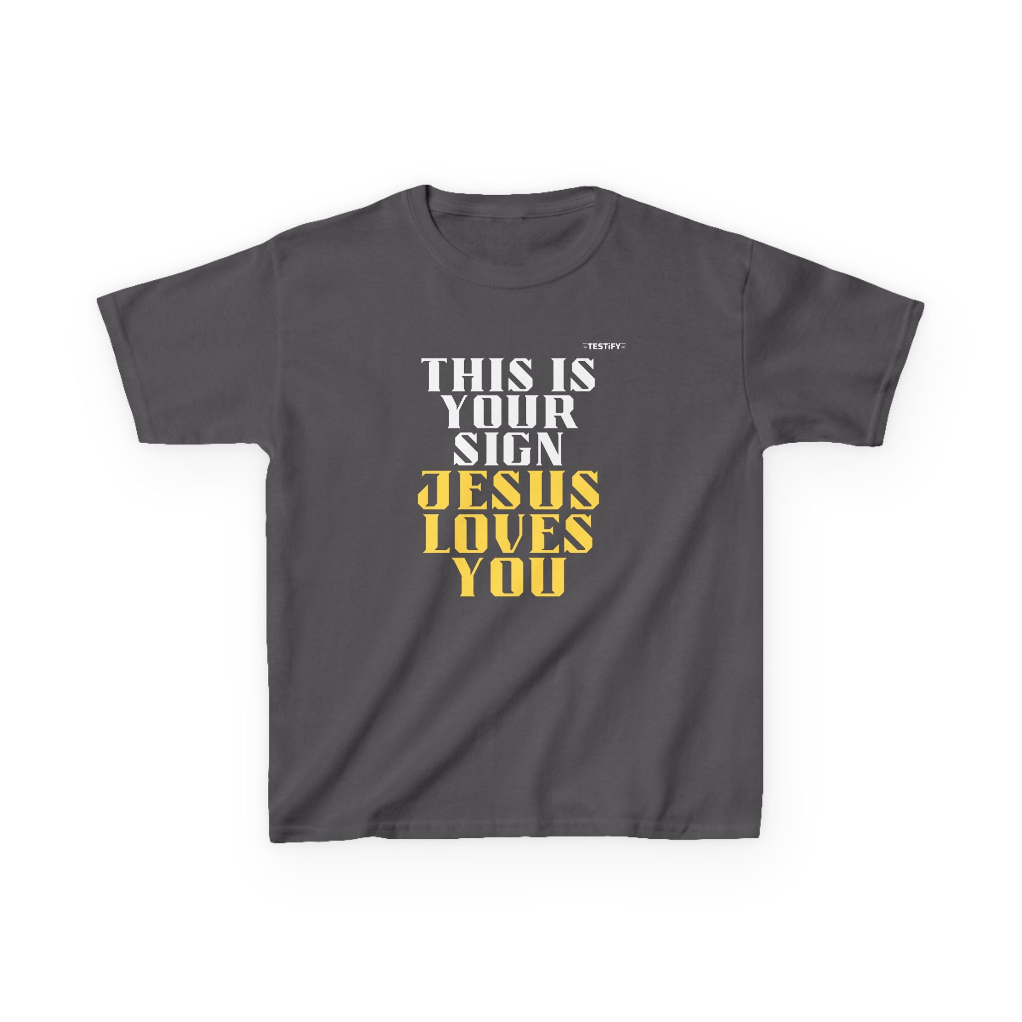 Kids T-Shirt — 'Jesus Loves You' Bright Yellow Faith Tee