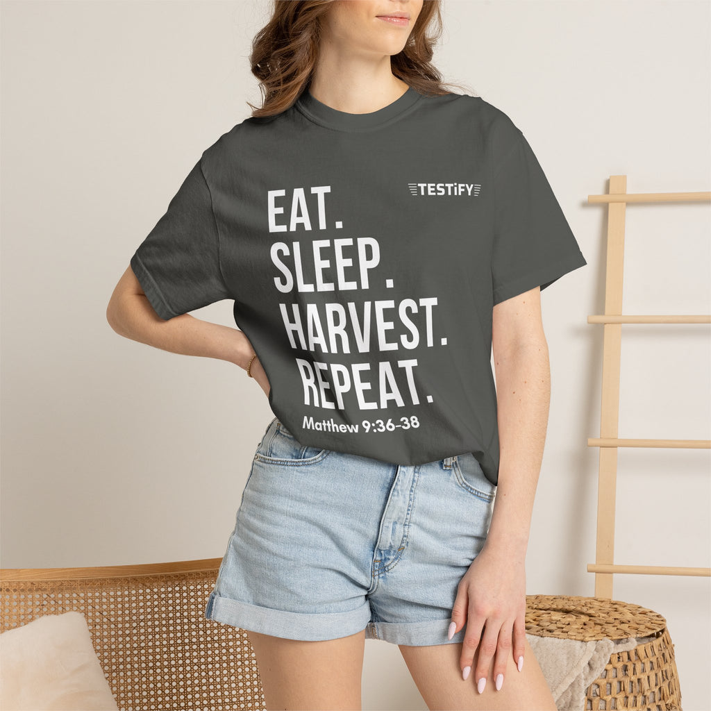 Harvest Mission T-Shirt — "Eat. Sleep. Harvest. Repeat." Christian Faith Tee