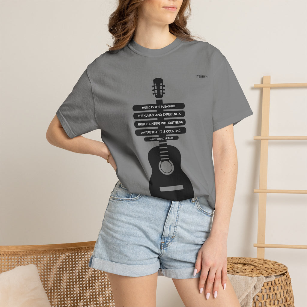 Acoustic Guitar Quote T-Shirt — "Music is the Pleasure" Graphic Tee