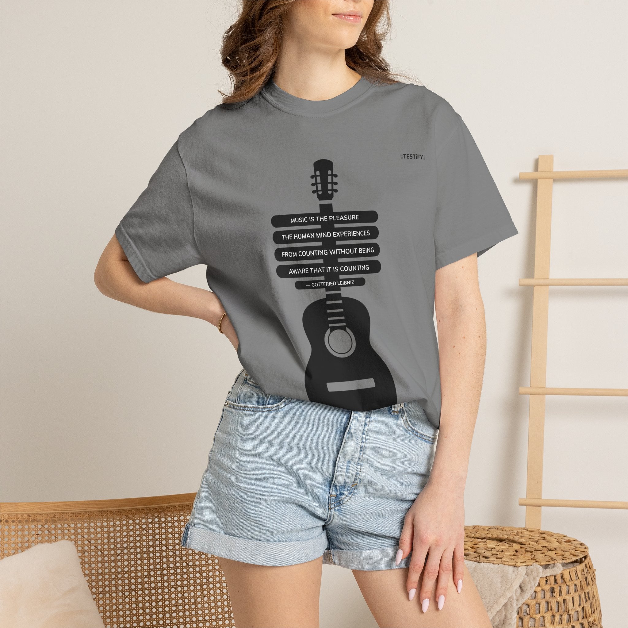Acoustic Guitar Quote T-Shirt — "Music is the Pleasure" Graphic Tee