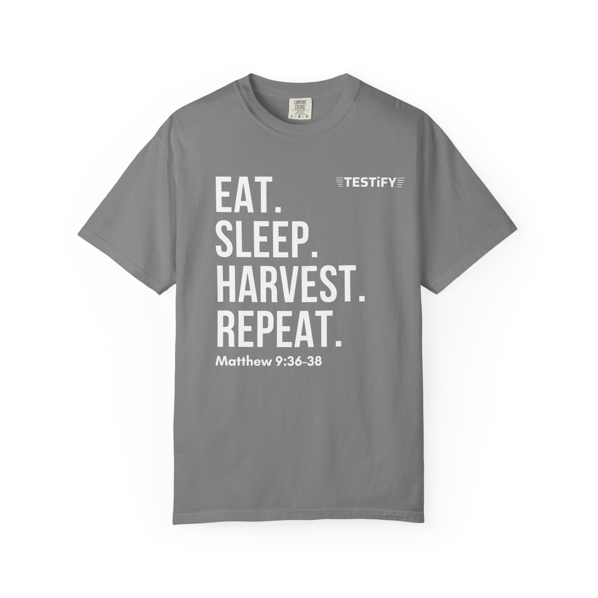 Harvest Mission T-Shirt — "Eat. Sleep. Harvest. Repeat." Christian Faith Tee