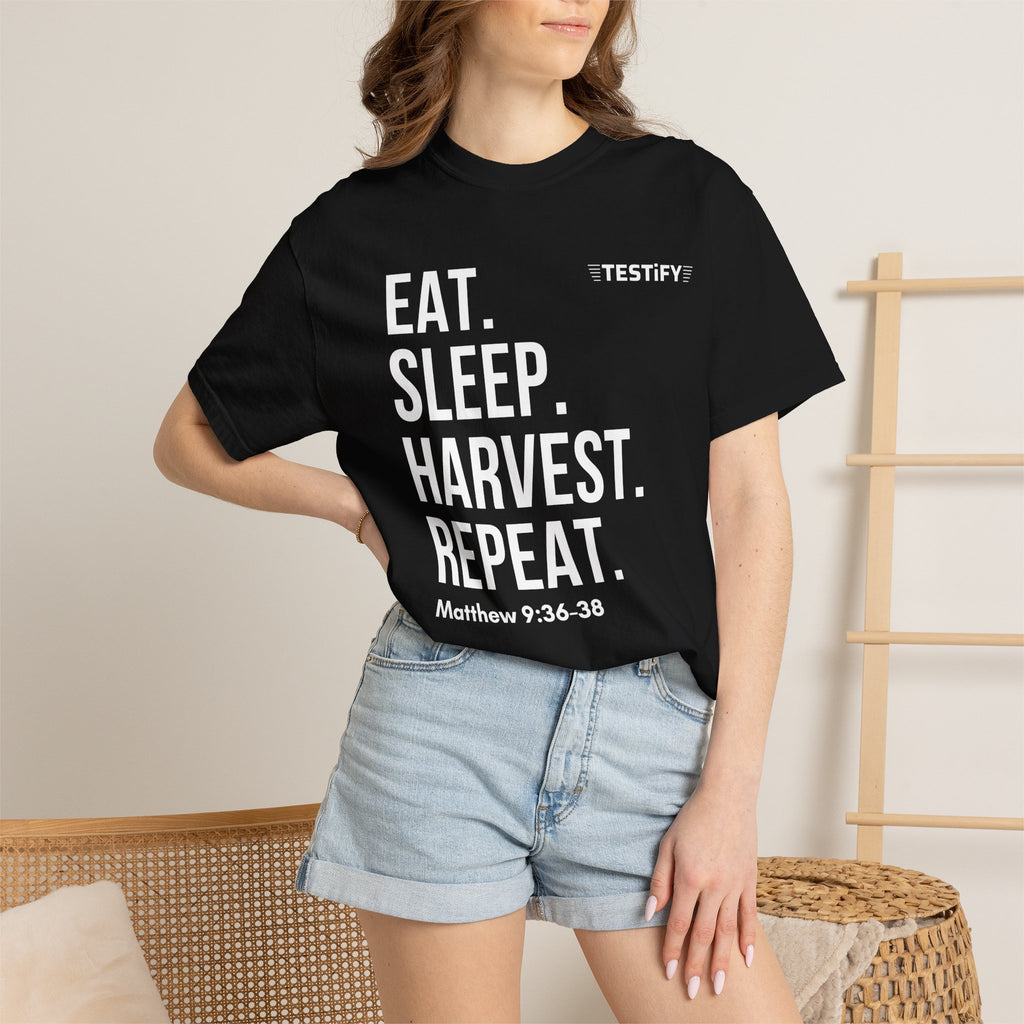 Harvest Mission T-Shirt — "Eat. Sleep. Harvest. Repeat." Christian Faith Tee