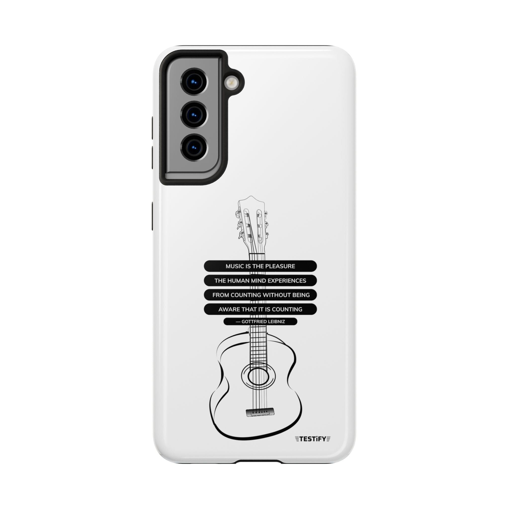 Acoustic Guitar Quote Tough Phone Case — “Music is the Pleasure” Protective Phone Cover