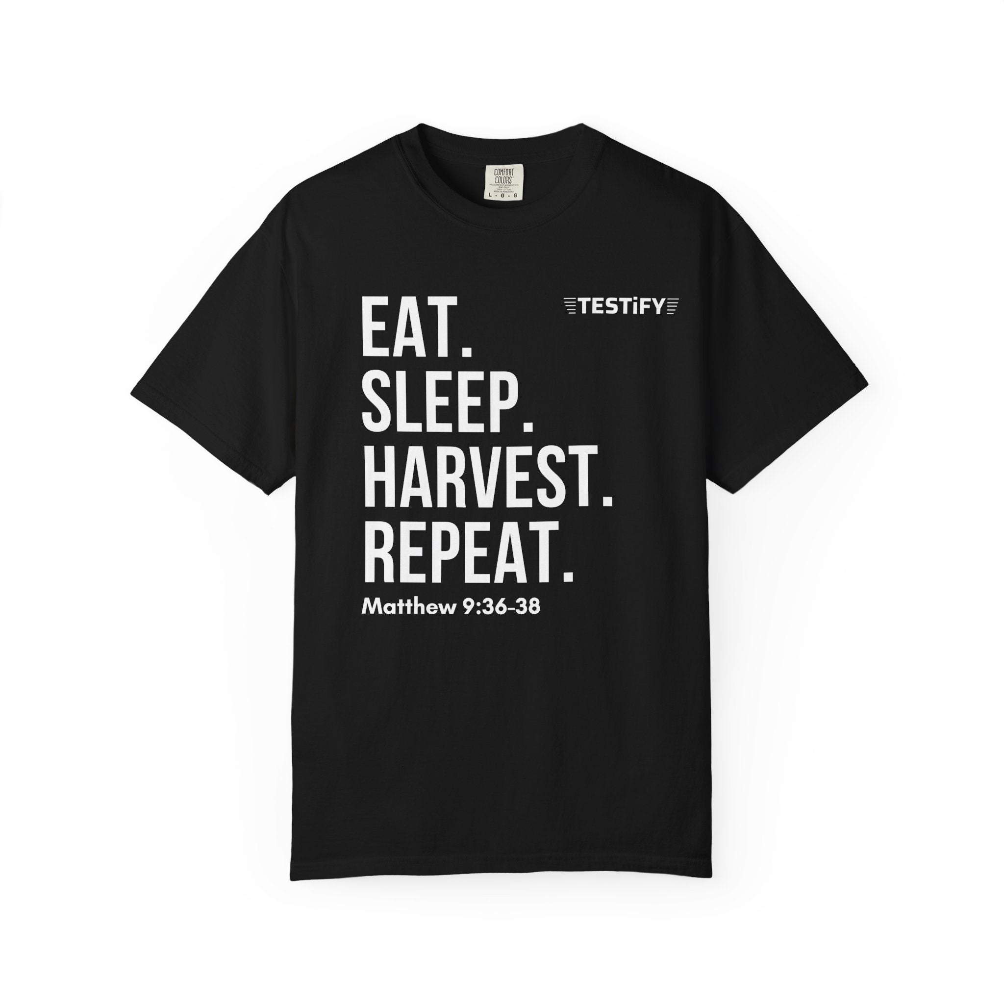 Harvest Mission T-Shirt — "Eat. Sleep. Harvest. Repeat." Christian Faith Tee