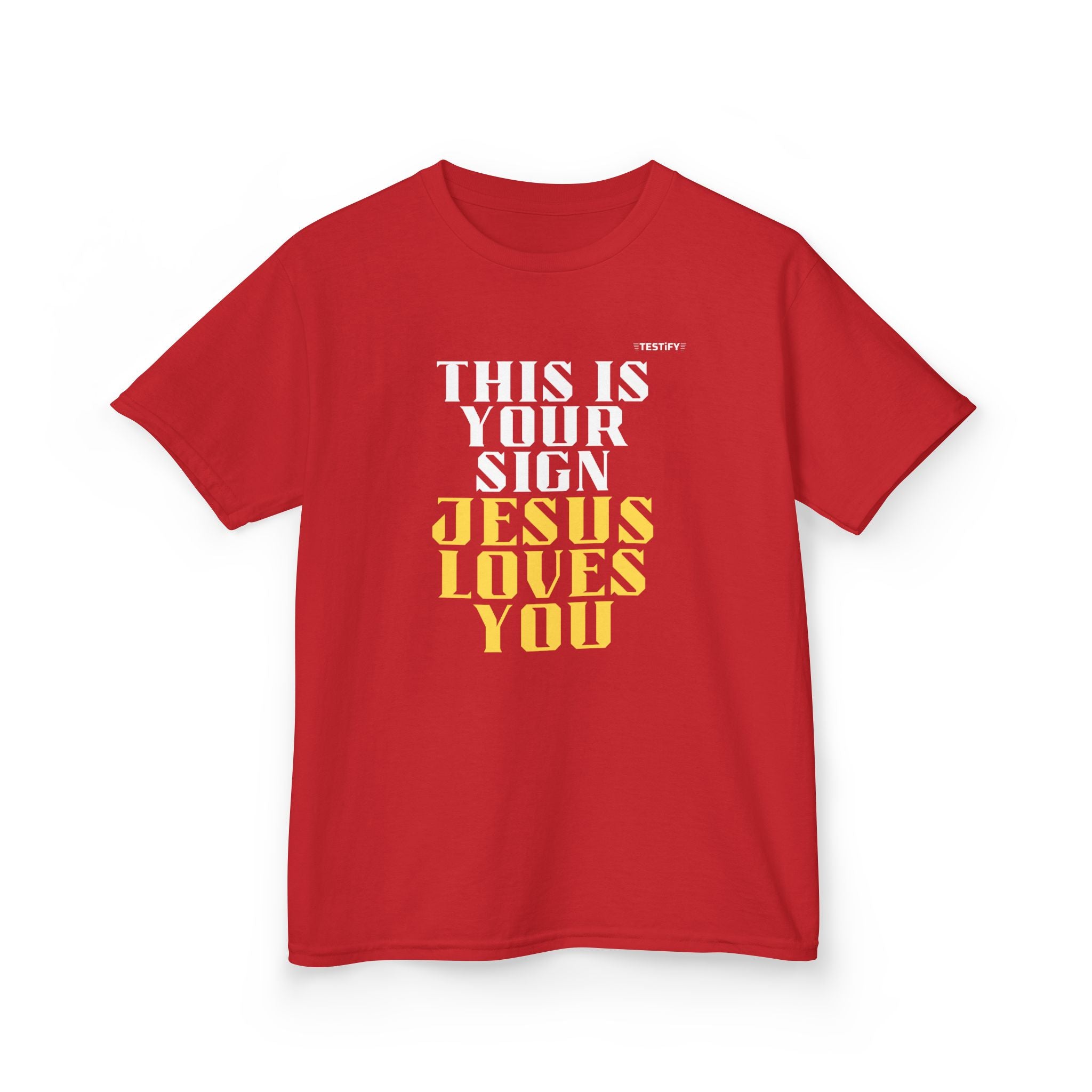Kids T-Shirt — 'Jesus Loves You' Bright Yellow Faith Tee