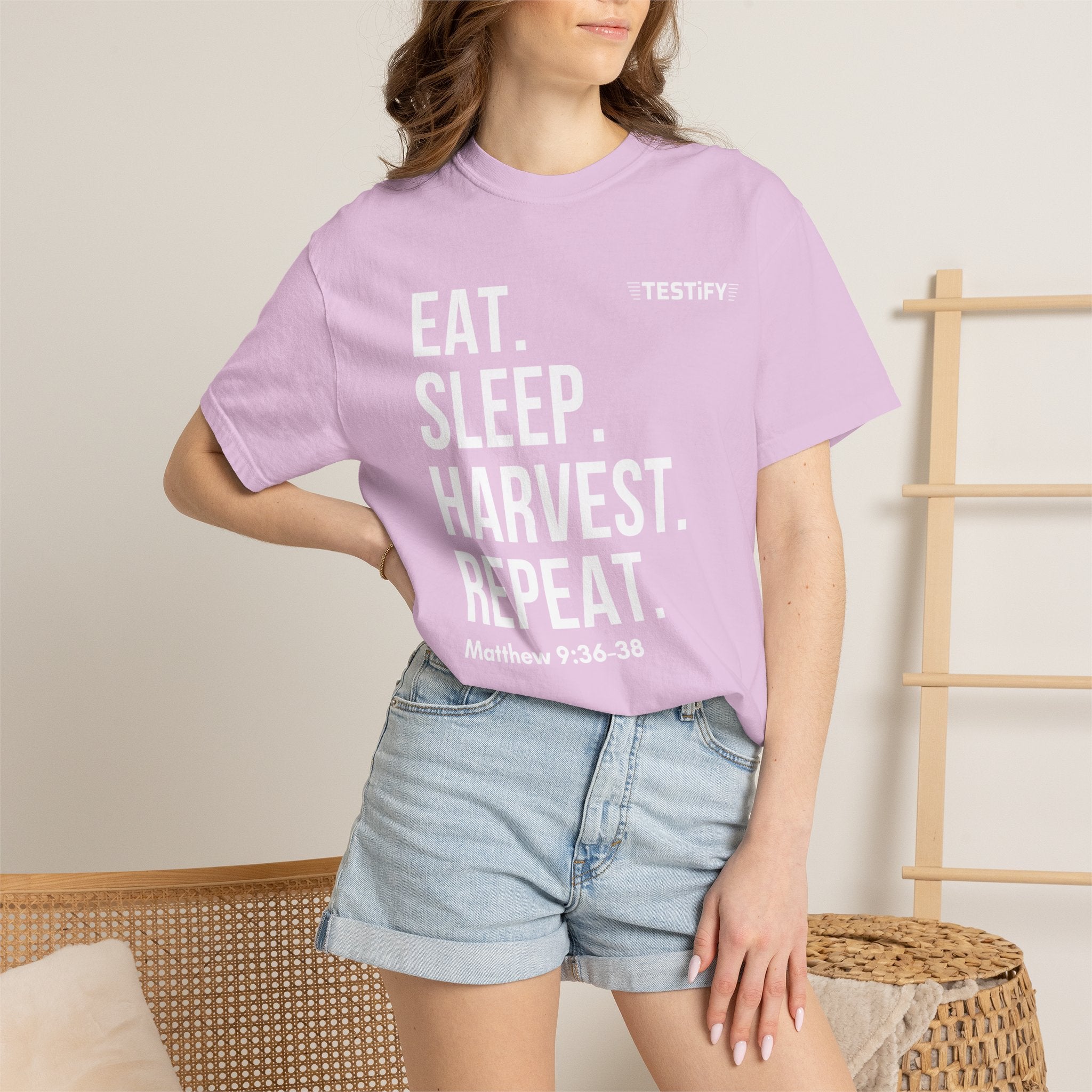 Harvest Mission T-Shirt — "Eat. Sleep. Harvest. Repeat." Christian Faith Tee