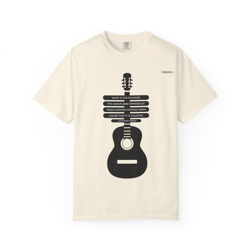 Acoustic Guitar Quote T-Shirt — "Music is the Pleasure" Graphic Tee