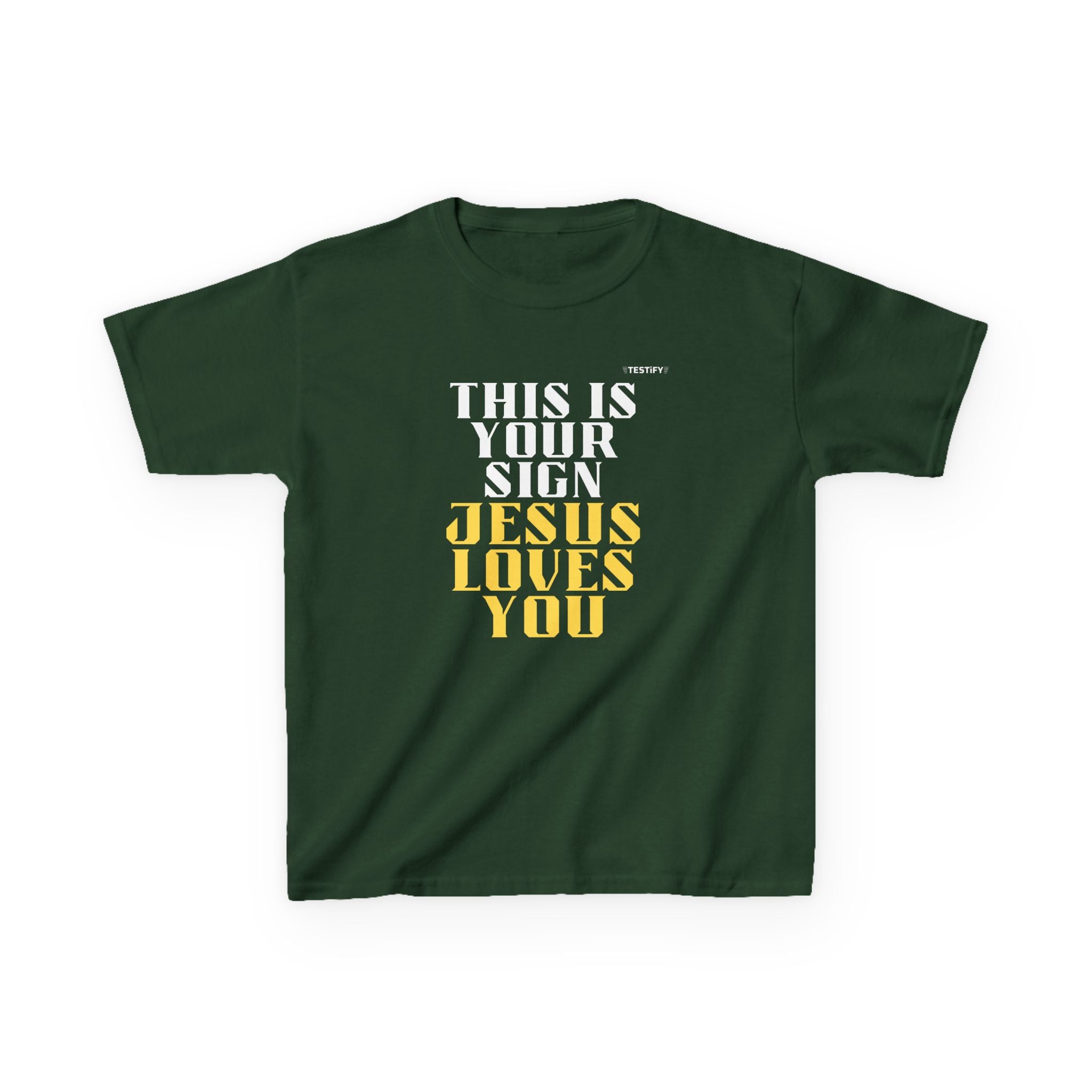 Kids T-Shirt — 'Jesus Loves You' Bright Yellow Faith Tee