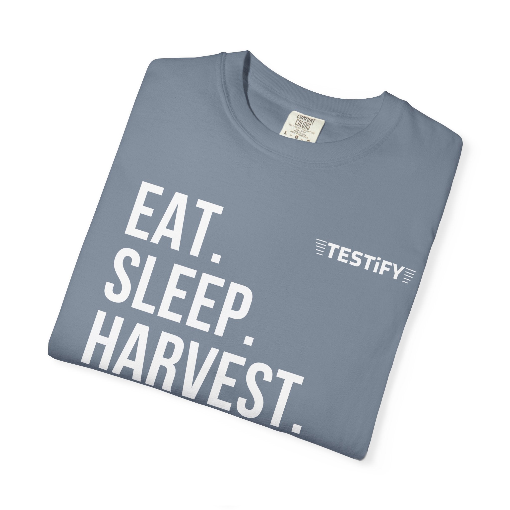 Harvest Mission T-Shirt — "Eat. Sleep. Harvest. Repeat." Christian Faith Tee
