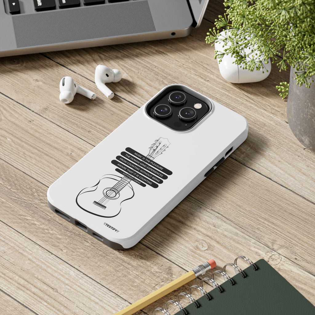 Acoustic Guitar Quote Tough Phone Case — “Music is the Pleasure” Protective Phone Cover