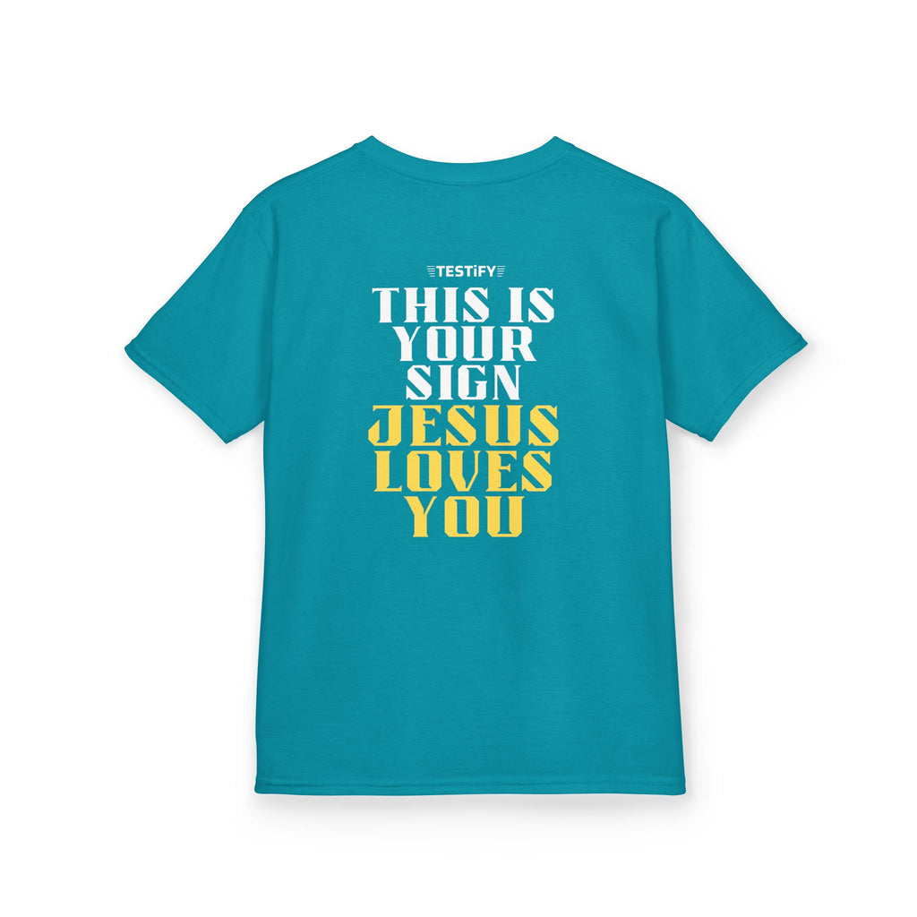 Kids T-Shirt — 'Jesus Loves You' Bright Yellow Faith Tee
