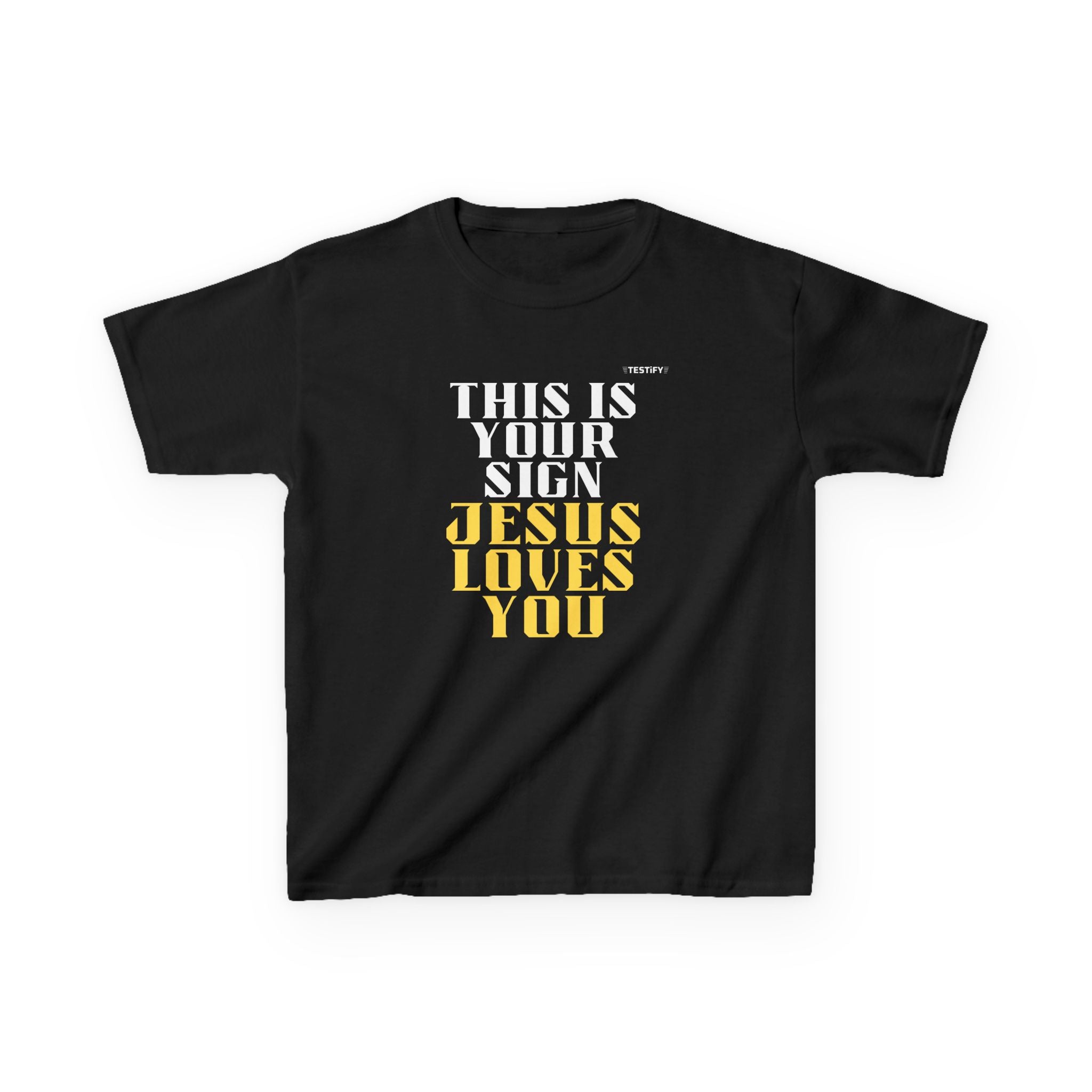 Kids T-Shirt — 'Jesus Loves You' Bright Yellow Faith Tee