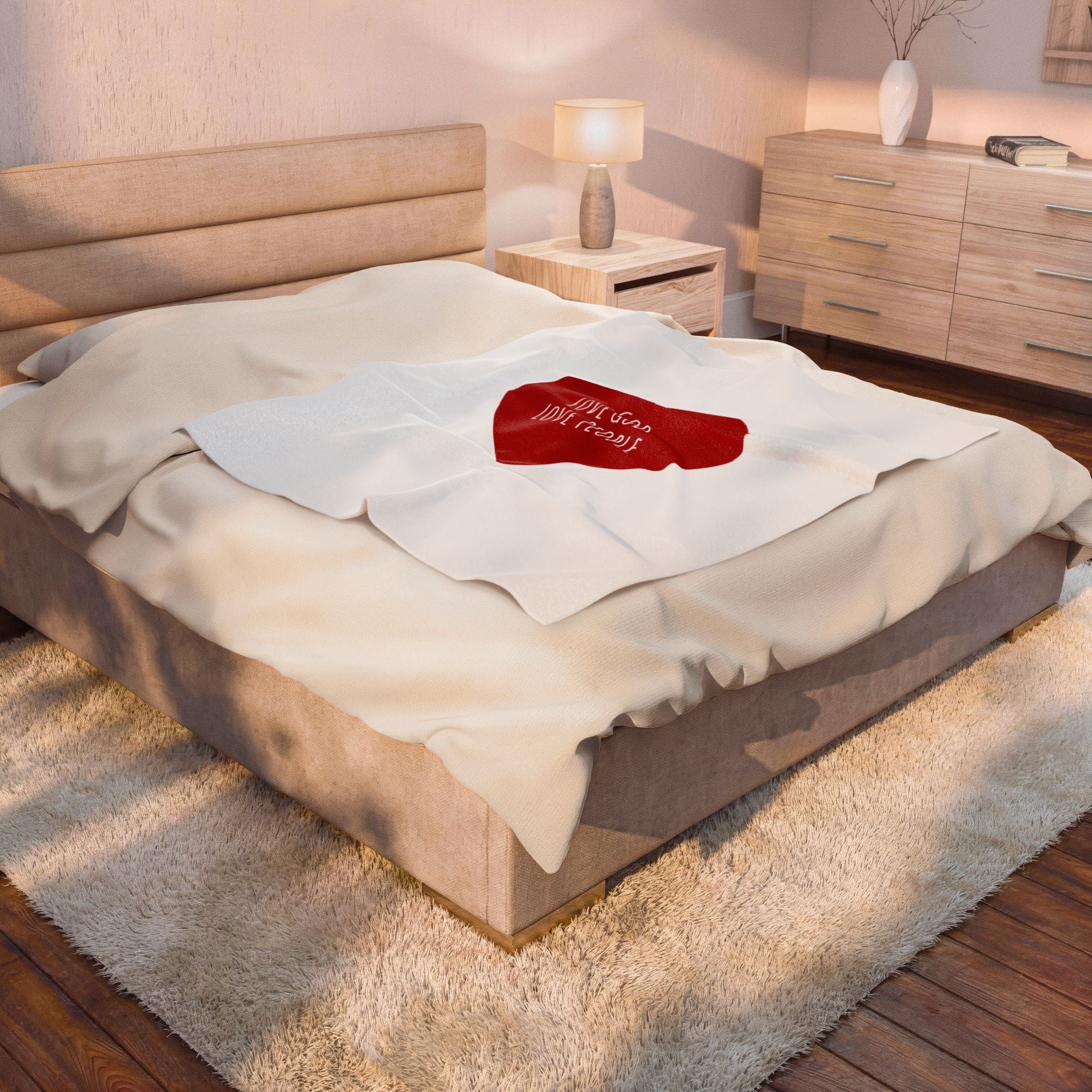 Plush Blanket — Red Heart “Love God Love People” Velveteen Throw