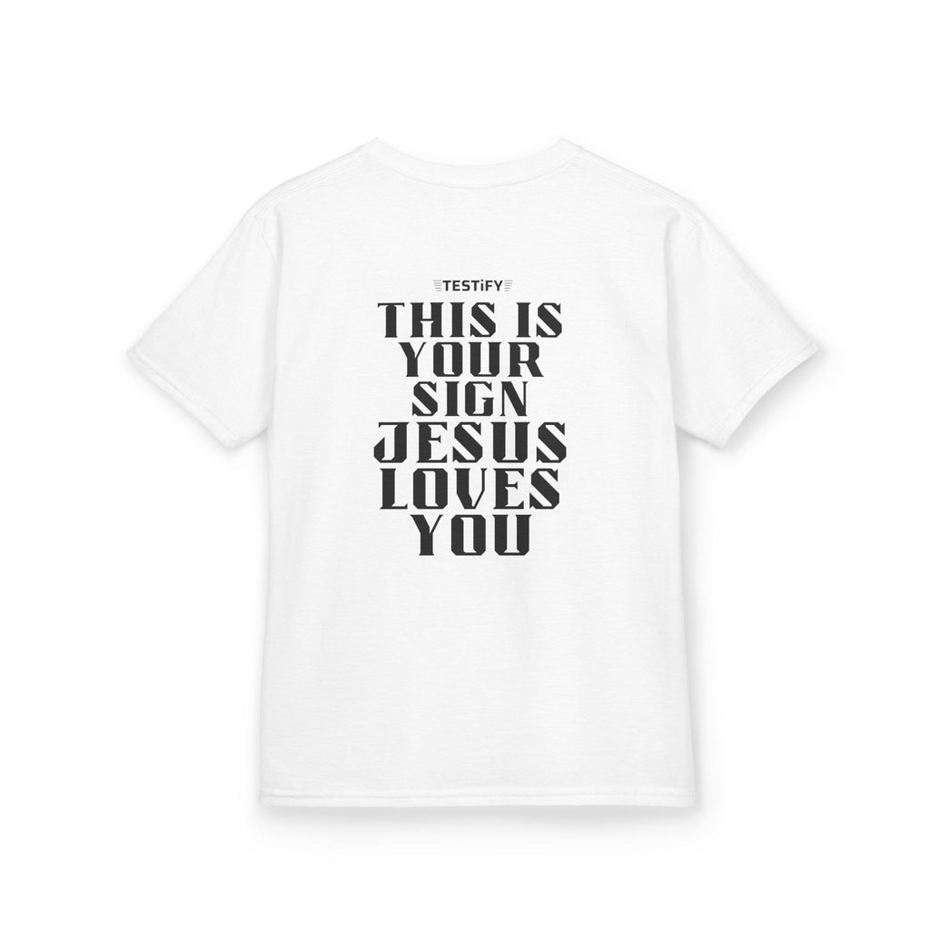 Kids T-Shirt — "This Is Your Sign: Jesus Loves You" Faith Graphic Tee