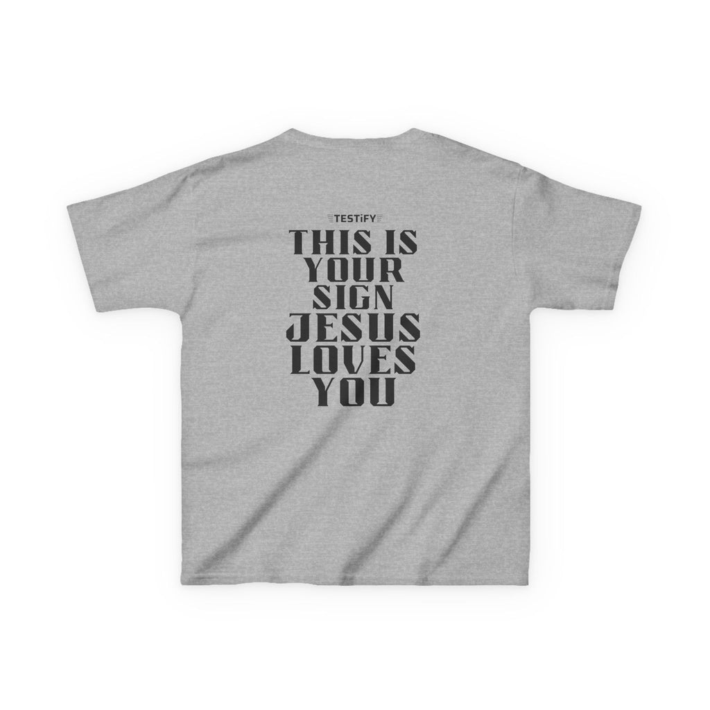 Kids T-Shirt — "This Is Your Sign: Jesus Loves You" Faith Graphic Tee