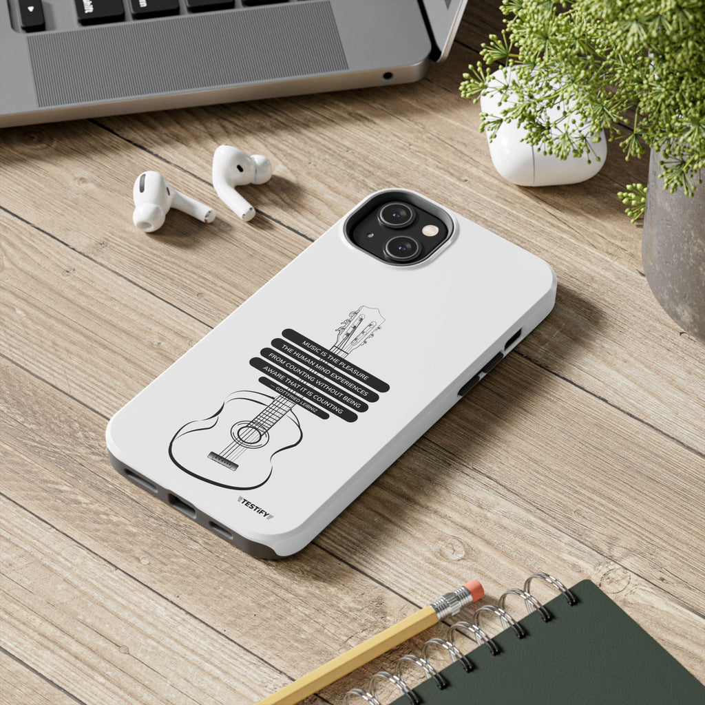 Acoustic Guitar Quote Tough Phone Case — “Music is the Pleasure” Protective Phone Cover