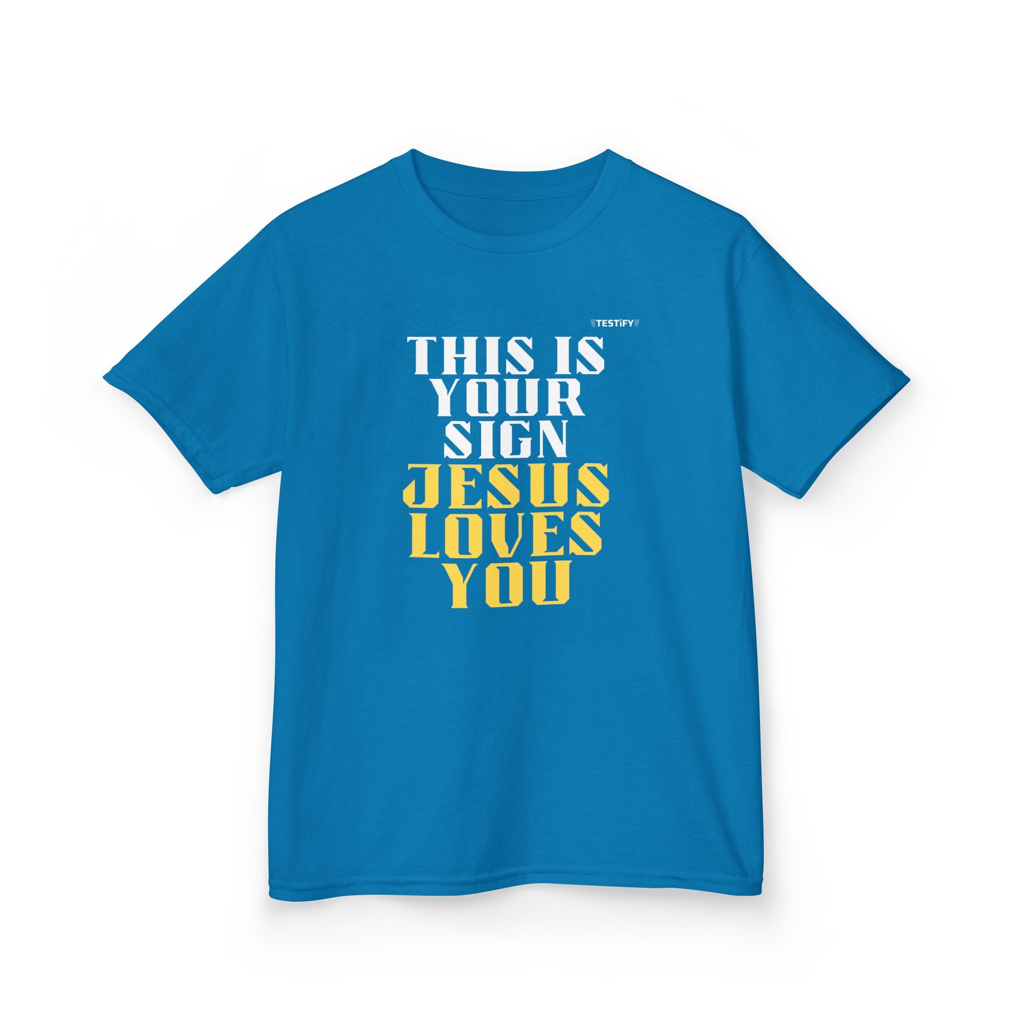 Kids T-Shirt — 'Jesus Loves You' Bright Yellow Faith Tee