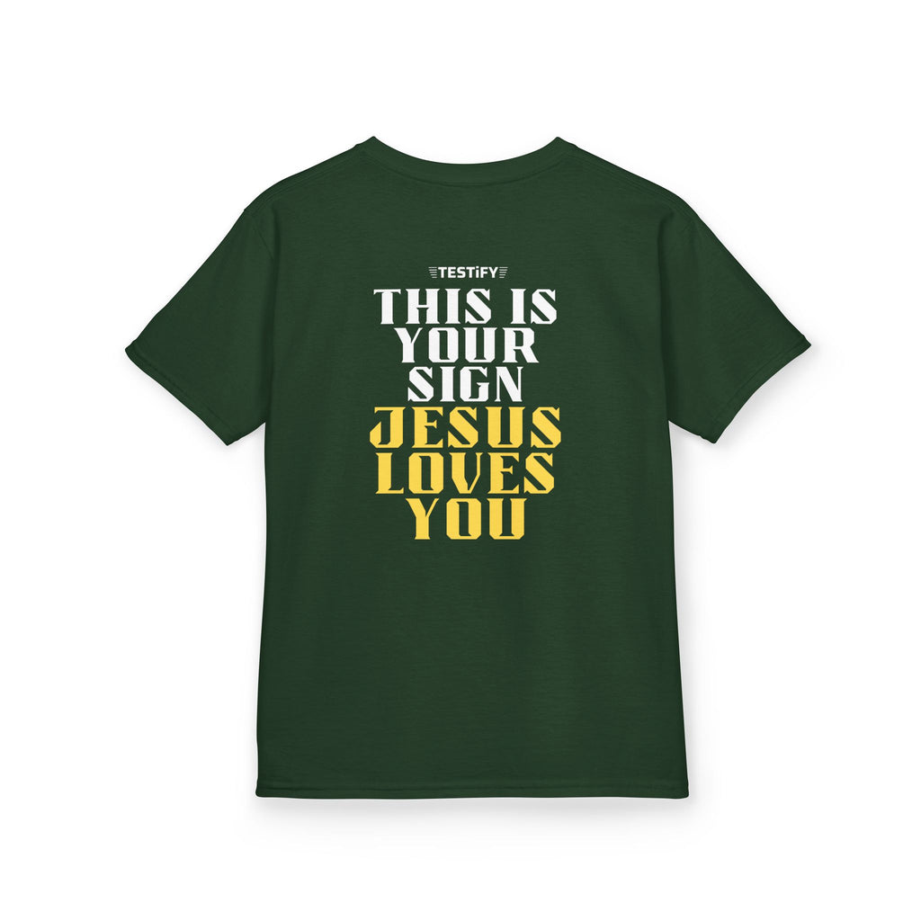 Kids T-Shirt — 'Jesus Loves You' Bright Yellow Faith Tee