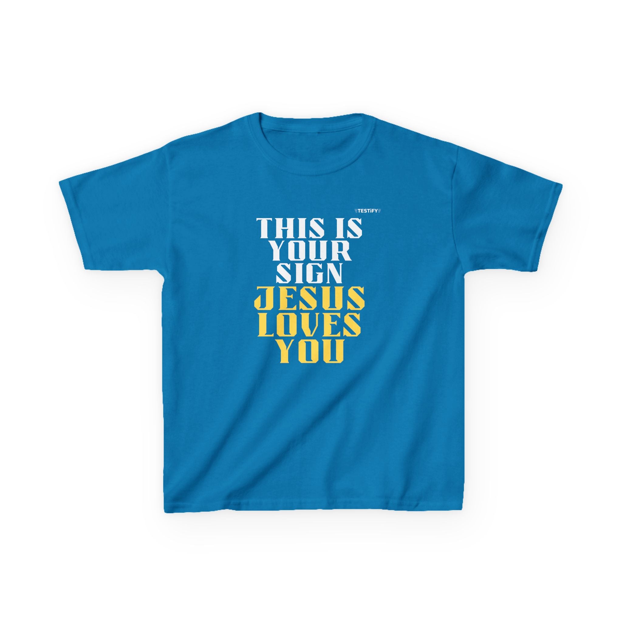 Kids T-Shirt — 'Jesus Loves You' Bright Yellow Faith Tee