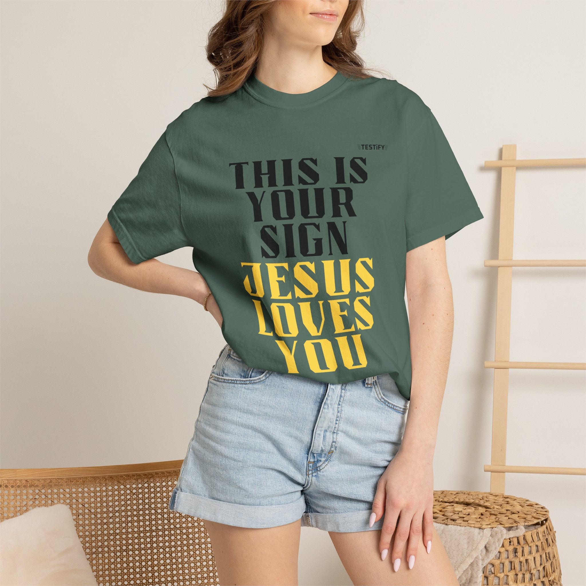 T-Shirt - "This Is Your Sign: Jesus Loves You" Inspirational Christian Tee