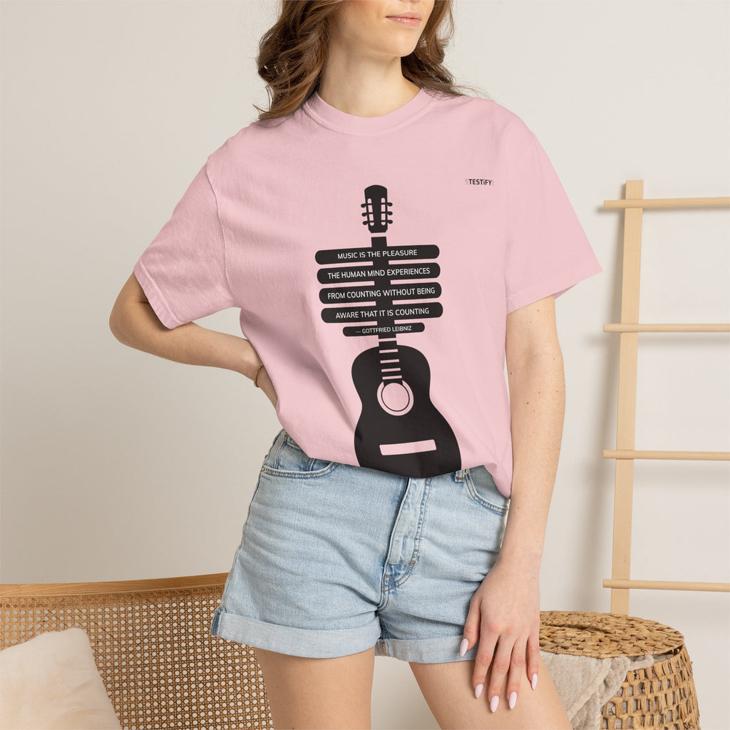 Acoustic Guitar Quote T-Shirt — "Music is the Pleasure" Graphic Tee
