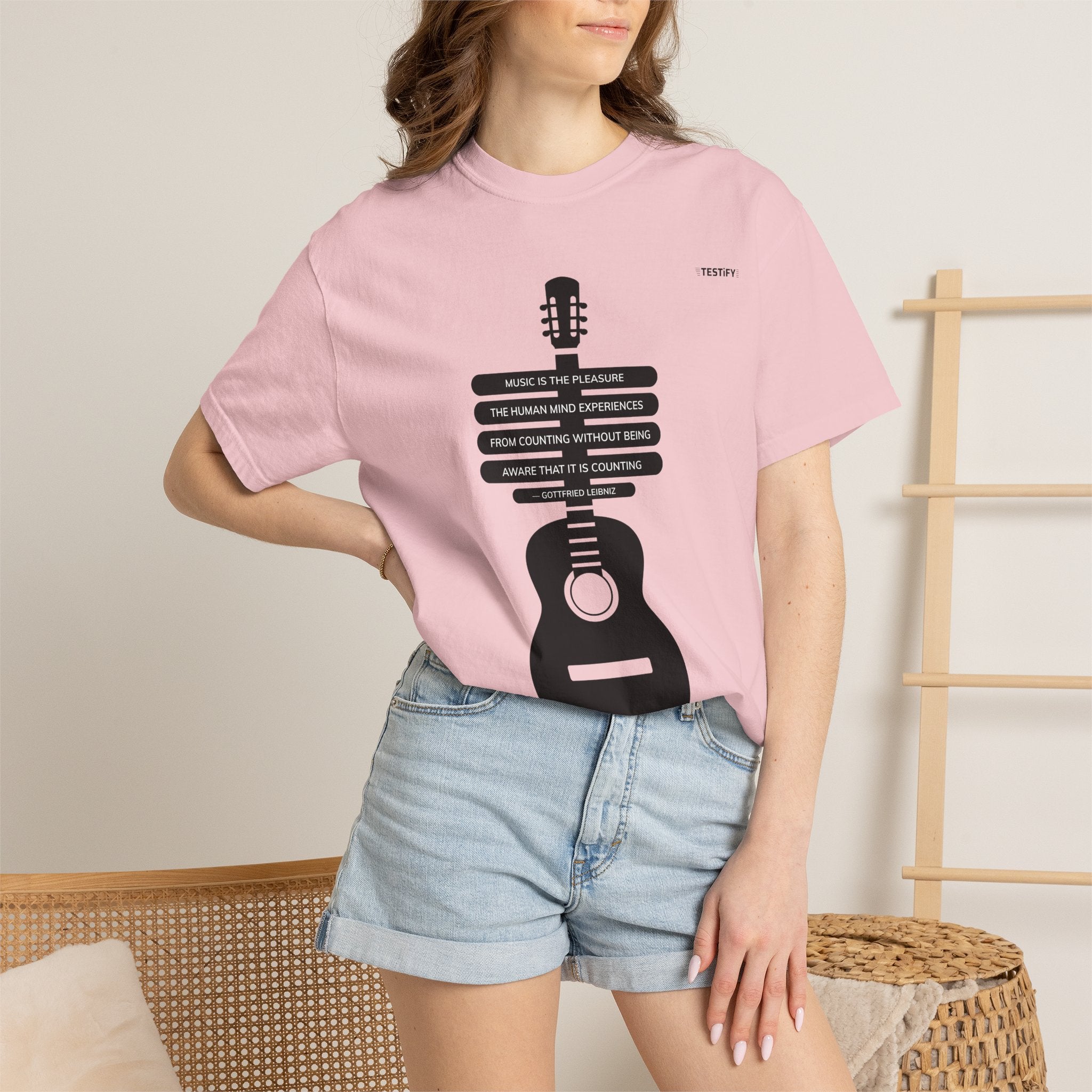 Acoustic Guitar Quote T-Shirt — "Music is the Pleasure" Graphic Tee