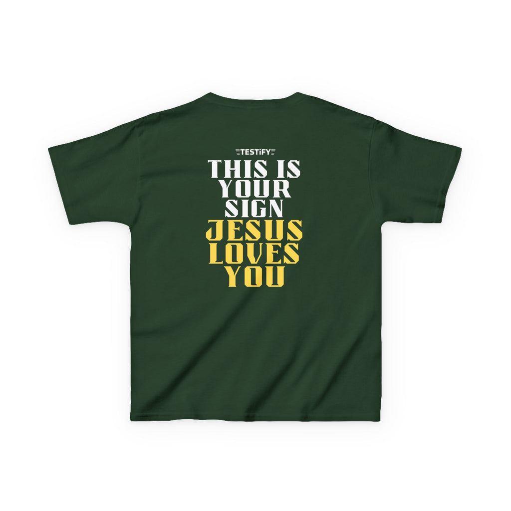 Kids T-Shirt — 'Jesus Loves You' Bright Yellow Faith Tee