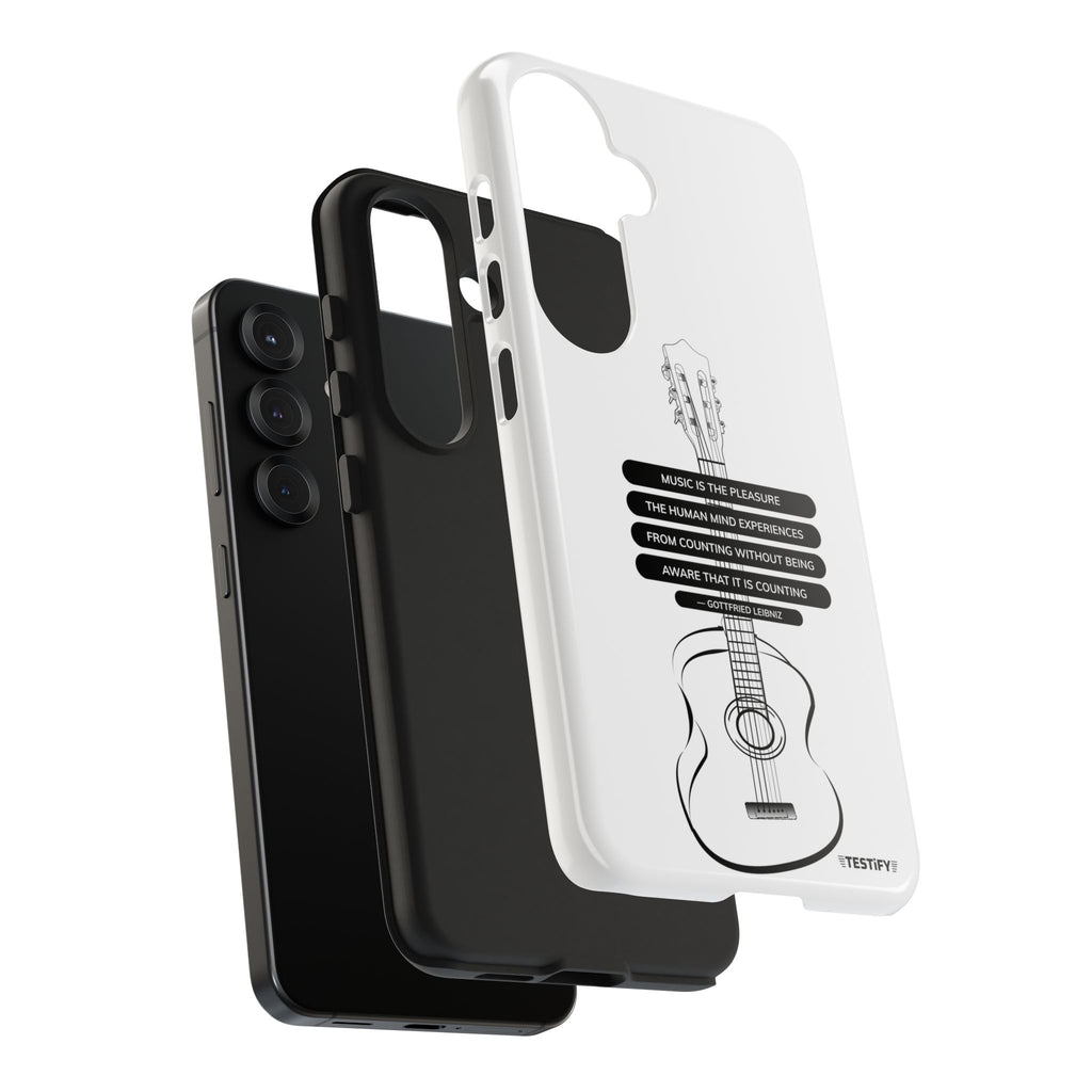 Acoustic Guitar Quote Tough Phone Case — “Music is the Pleasure” Protective Phone Cover