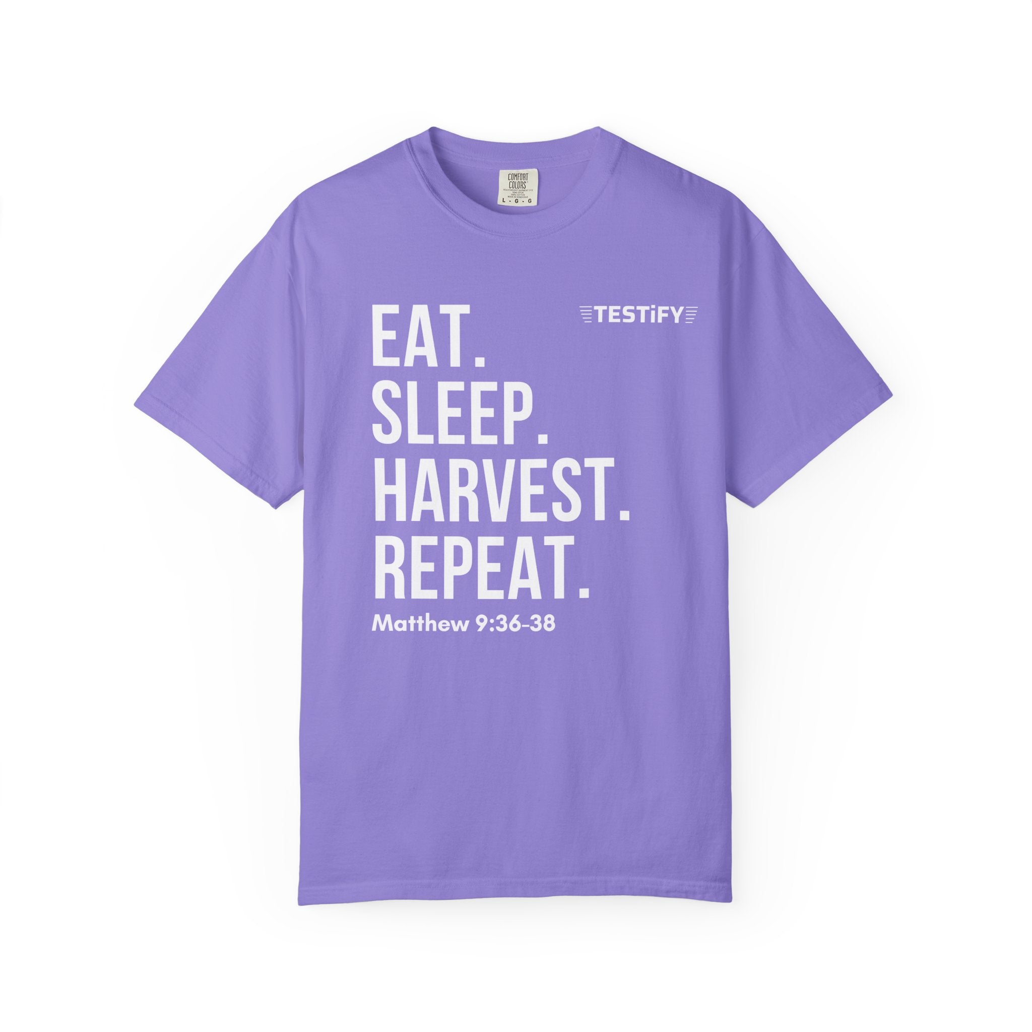 Harvest Mission T-Shirt — "Eat. Sleep. Harvest. Repeat." Christian Faith Tee
