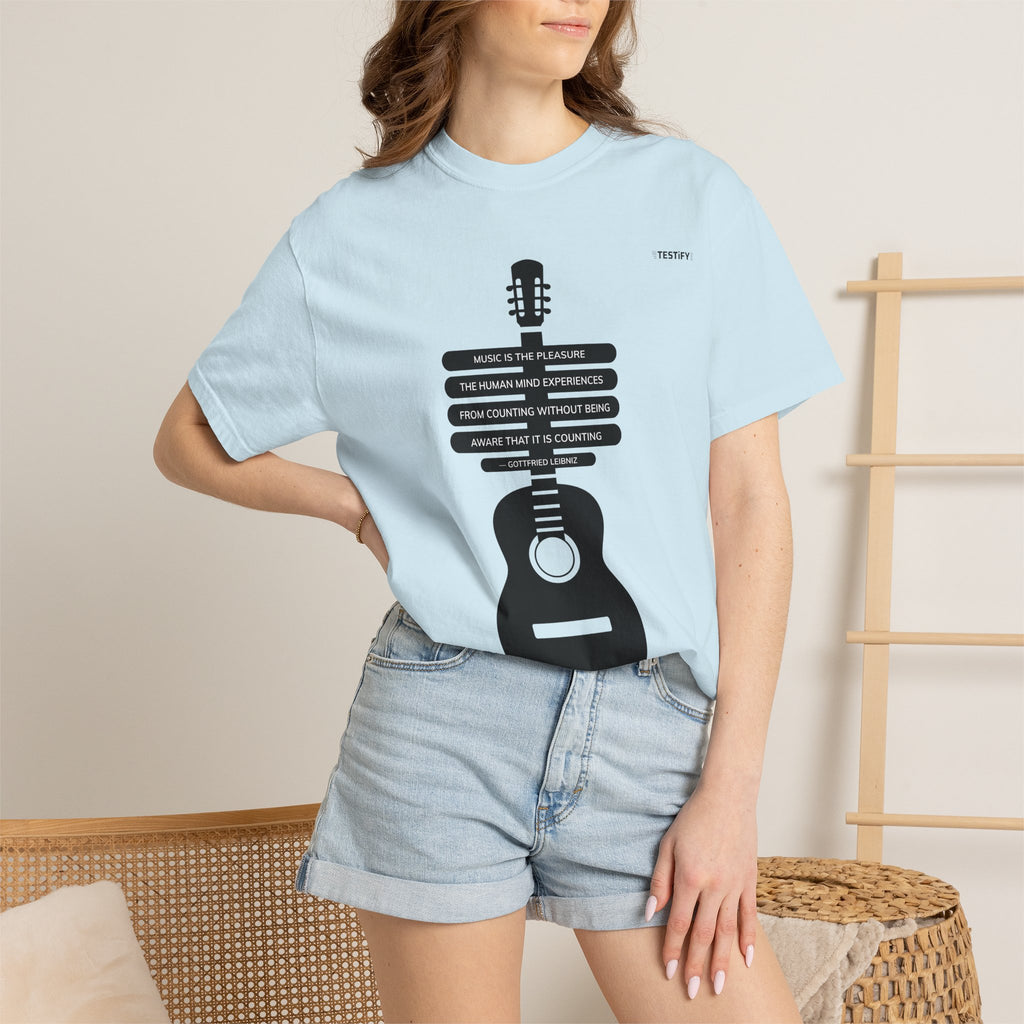 Acoustic Guitar Quote T-Shirt — "Music is the Pleasure" Graphic Tee