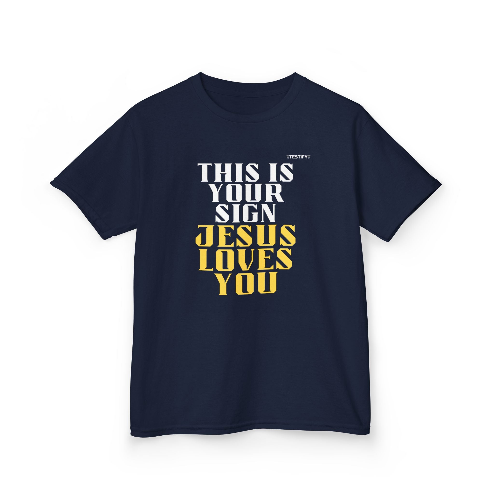 Kids T-Shirt — 'Jesus Loves You' Bright Yellow Faith Tee