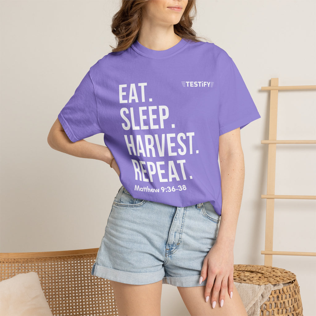 Harvest Mission T-Shirt — "Eat. Sleep. Harvest. Repeat." Christian Faith Tee