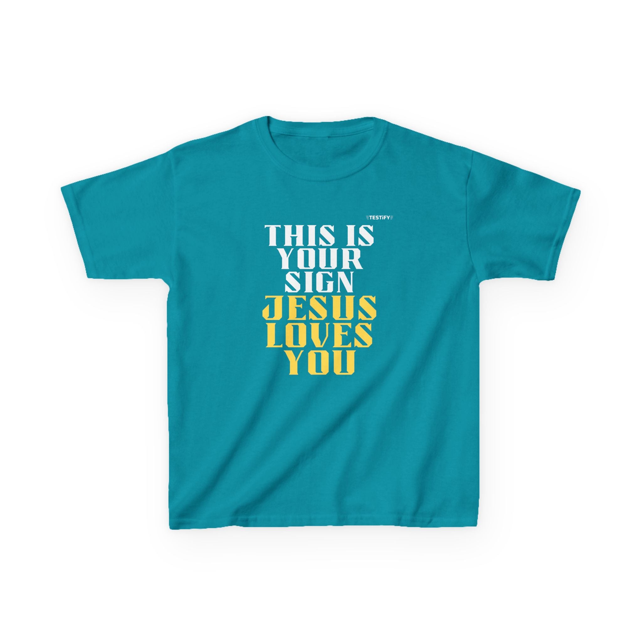 Kids T-Shirt — 'Jesus Loves You' Bright Yellow Faith Tee