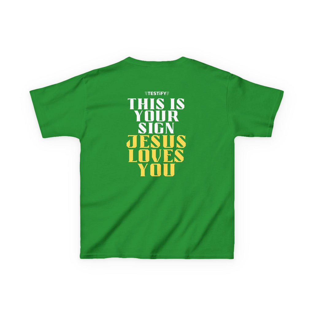 Kids T-Shirt — 'Jesus Loves You' Bright Yellow Faith Tee