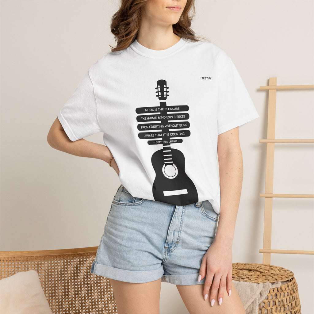 Acoustic Guitar Quote T-Shirt — "Music is the Pleasure" Graphic Tee