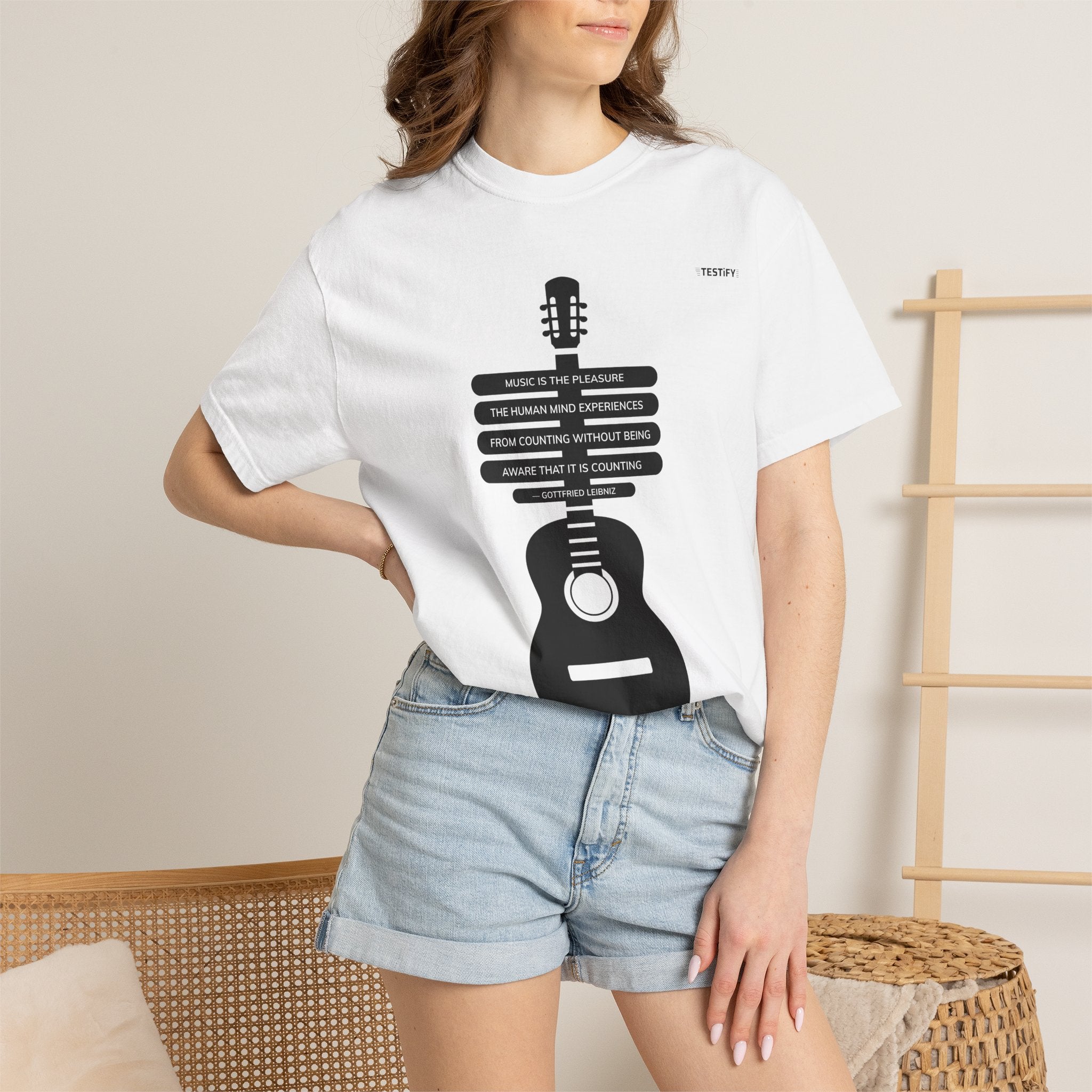 Acoustic Guitar Quote T-Shirt — "Music is the Pleasure" Graphic Tee