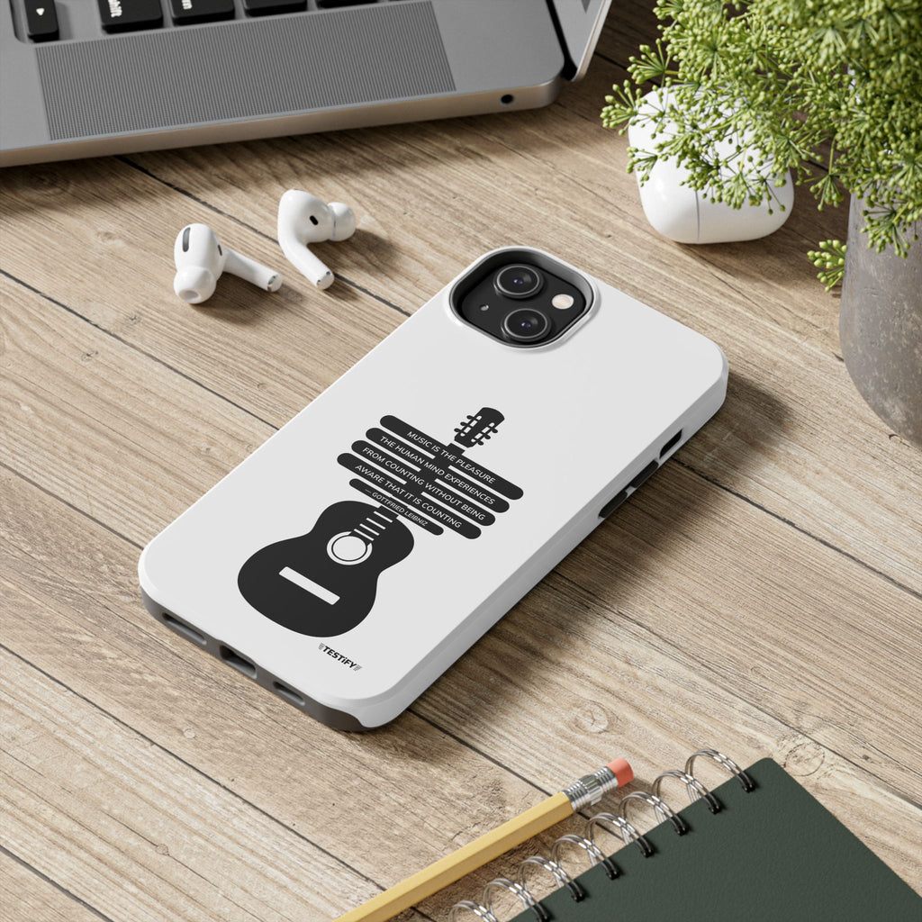 Guitar Quote Tough Phone Case — "Music is the Pleasure" Acoustic Design