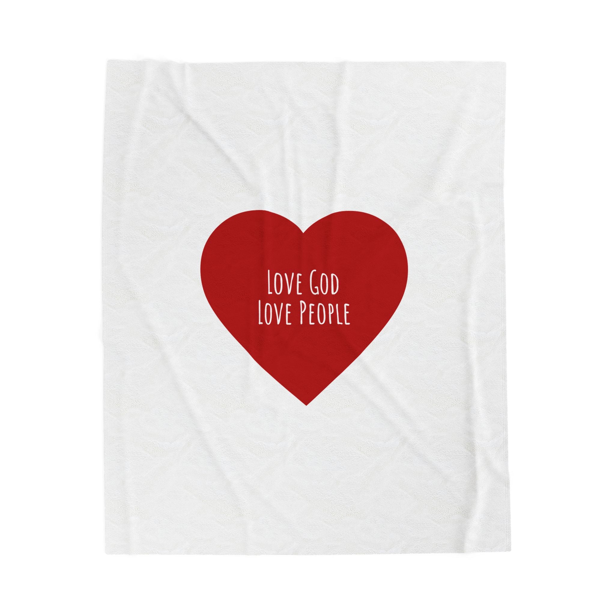 Plush Blanket — Red Heart “Love God Love People” Velveteen Throw