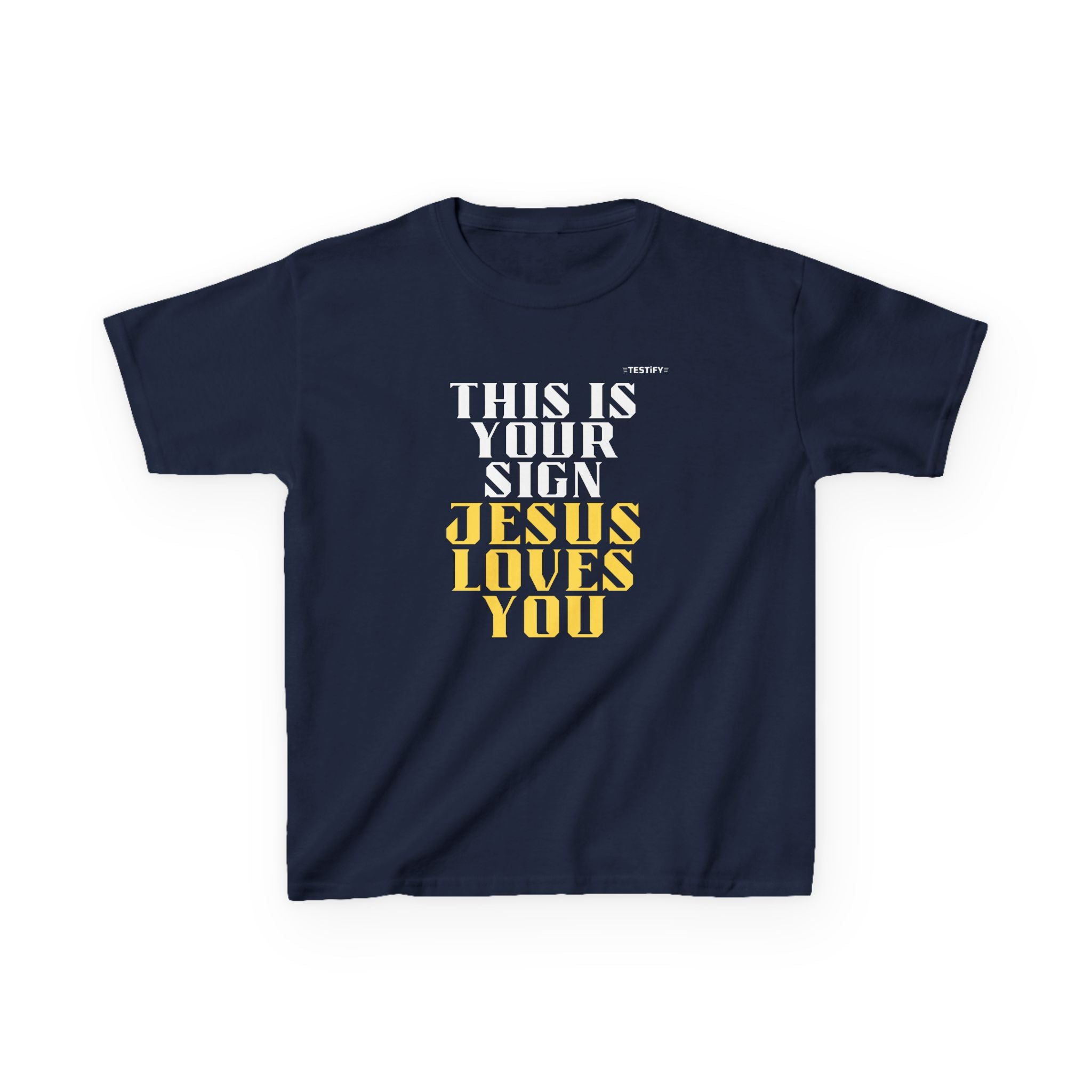 Kids T-Shirt — 'Jesus Loves You' Bright Yellow Faith Tee