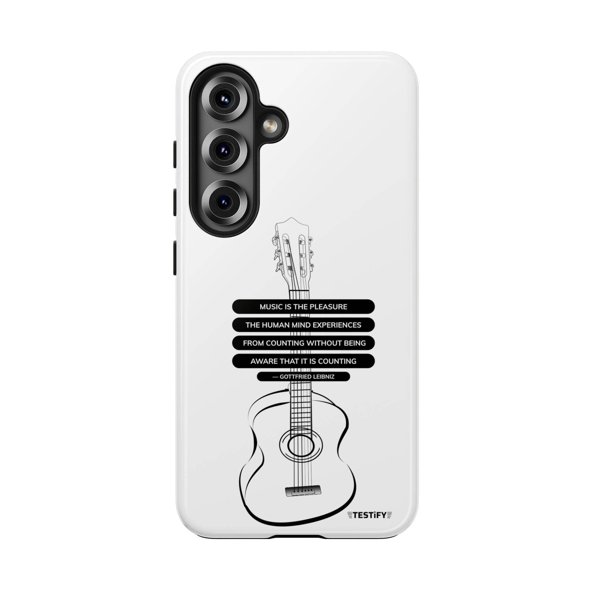 Acoustic Guitar Quote Tough Phone Case — “Music is the Pleasure” Protective Phone Cover