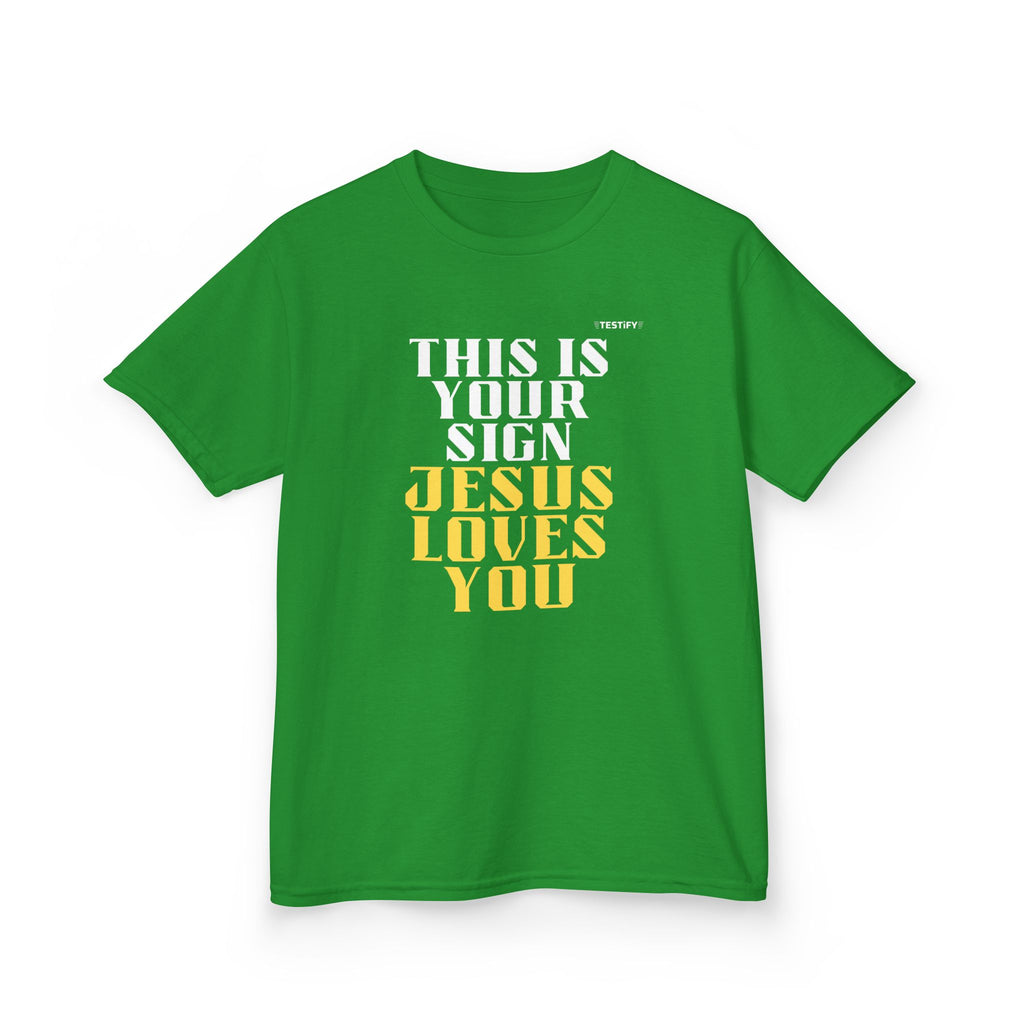 Kids T-Shirt — 'Jesus Loves You' Bright Yellow Faith Tee