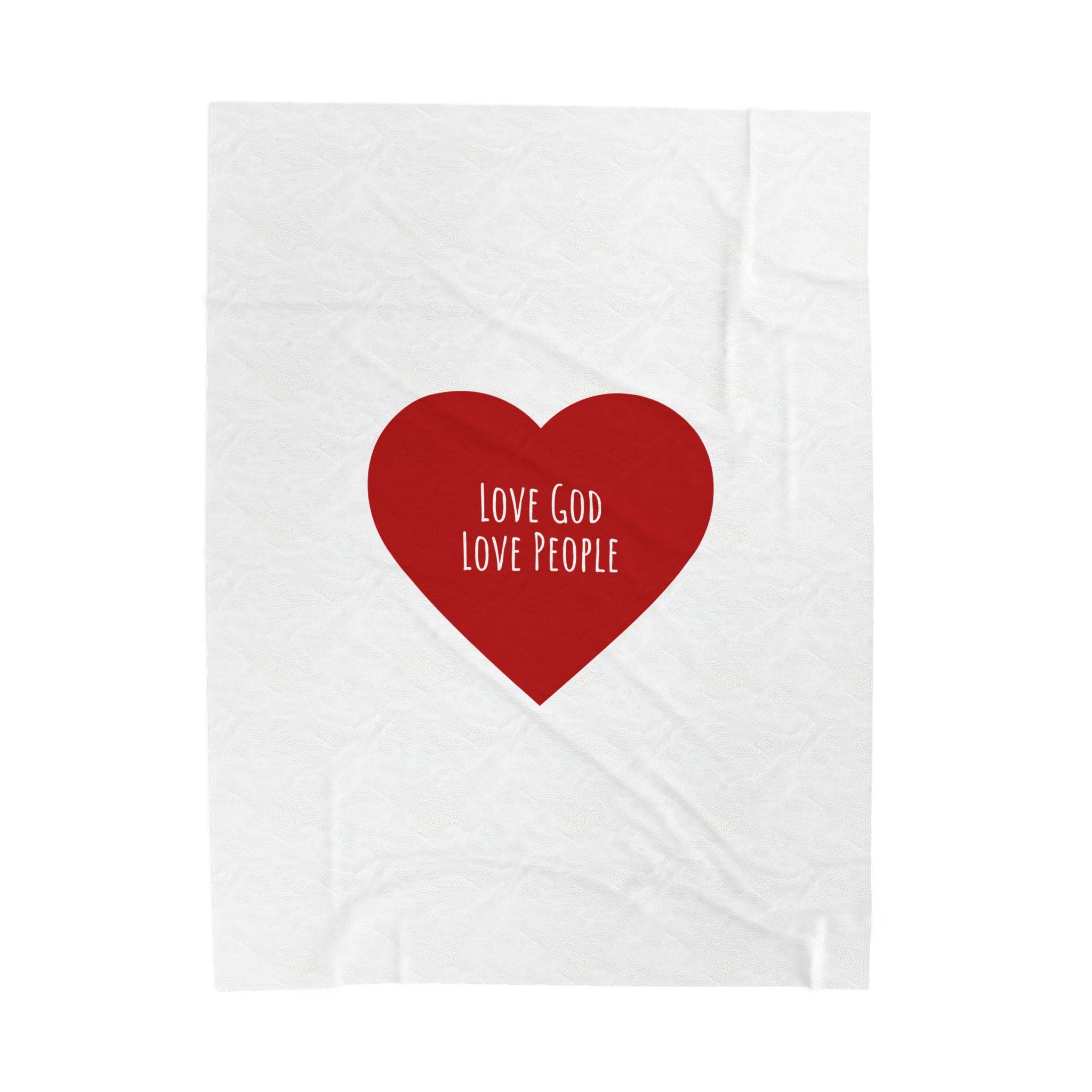 Plush Blanket — Red Heart “Love God Love People” Velveteen Throw