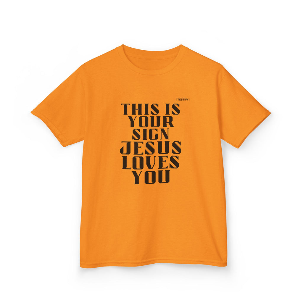 Kids T-Shirt — "This Is Your Sign: Jesus Loves You" Faith Graphic Tee