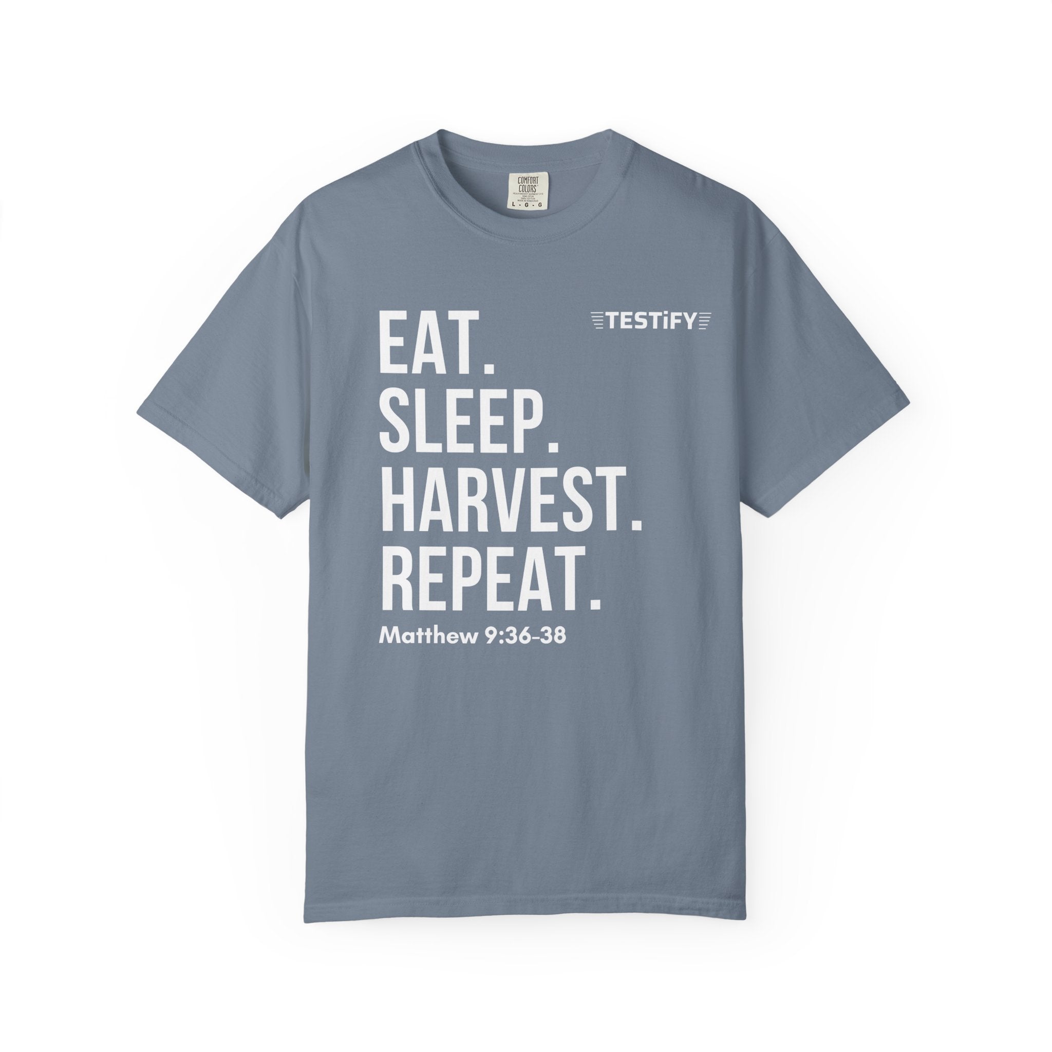 Harvest Mission T-Shirt — "Eat. Sleep. Harvest. Repeat." Christian Faith Tee