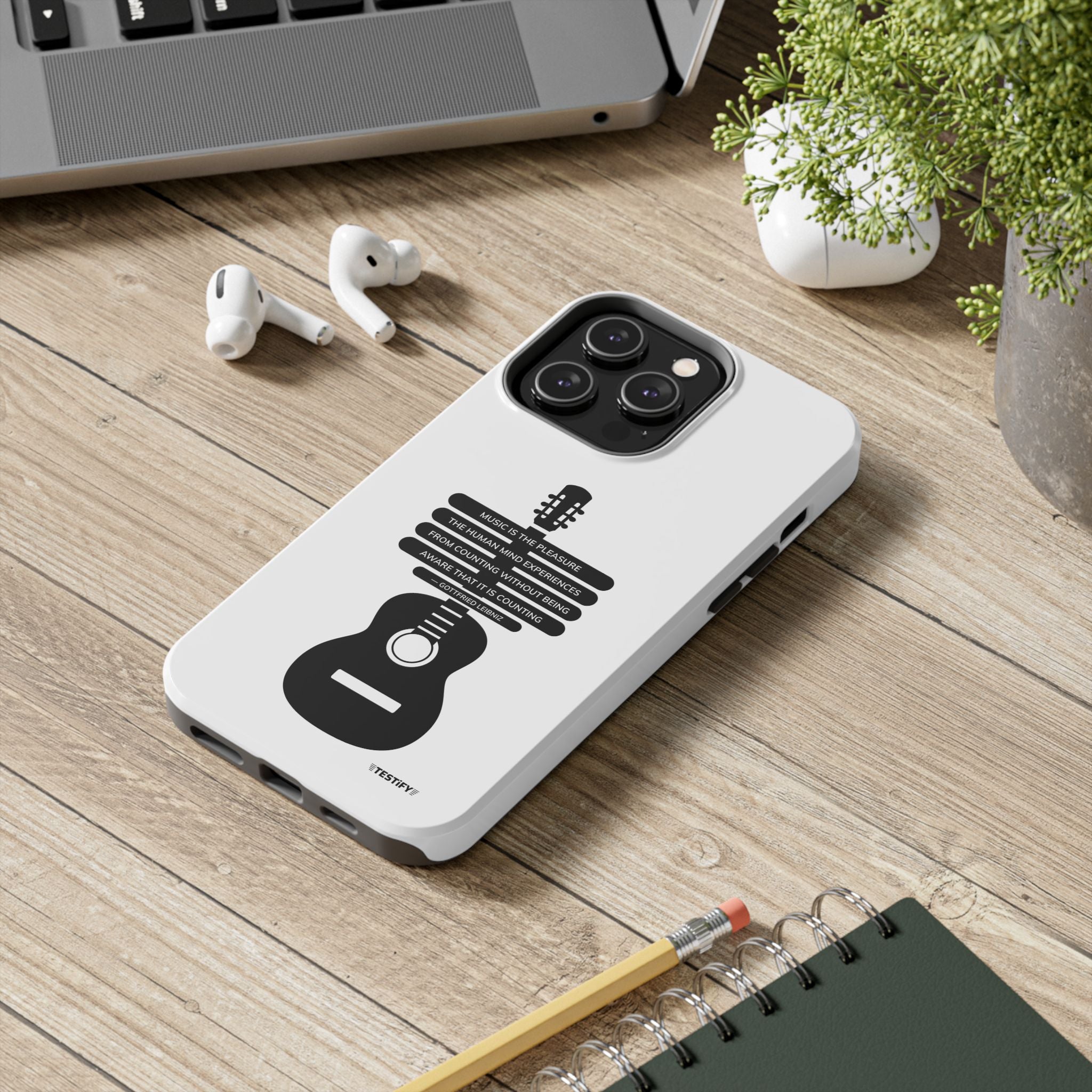 Guitar Quote Tough Phone Case — "Music is the Pleasure" Acoustic Design