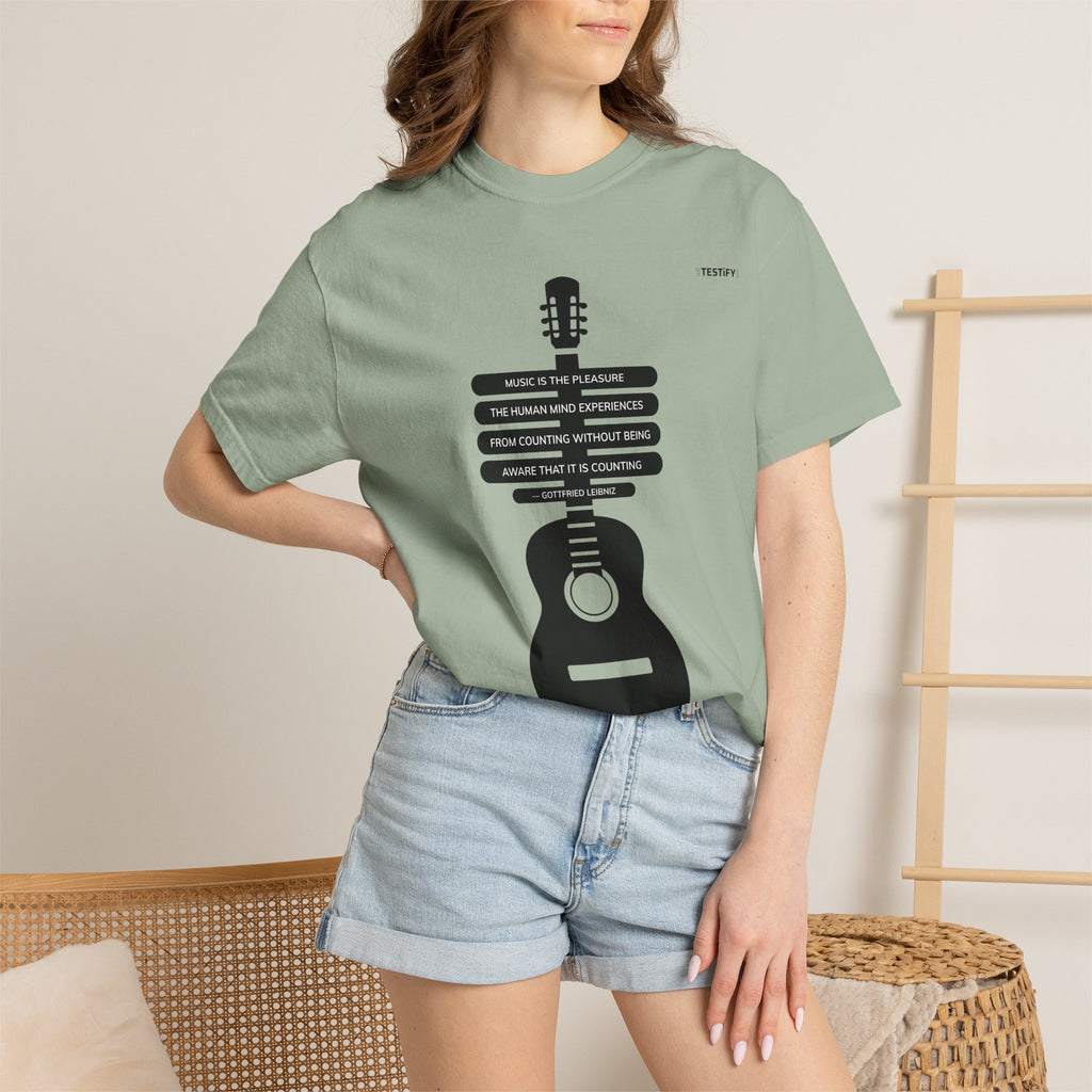 Acoustic Guitar Quote T-Shirt — "Music is the Pleasure" Graphic Tee