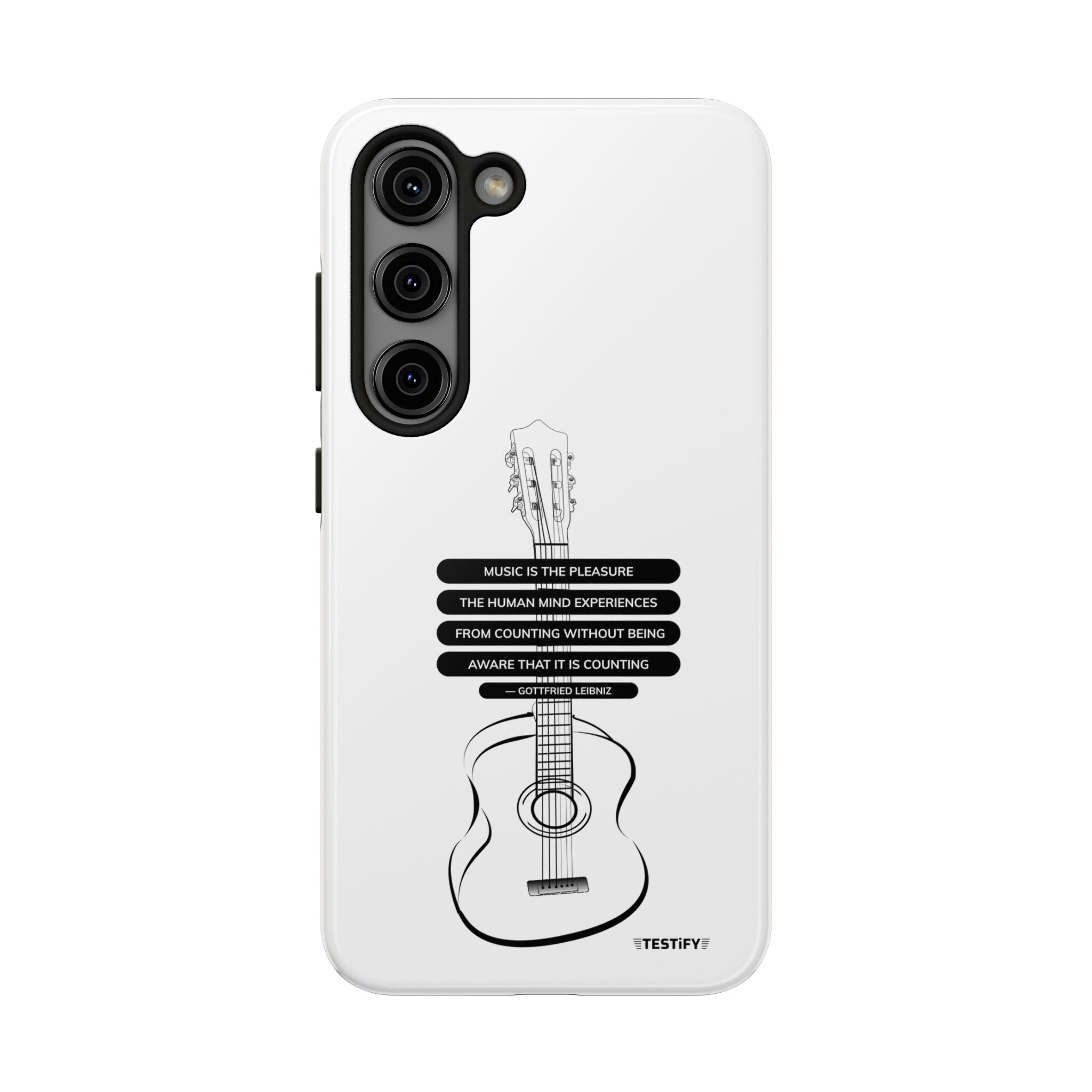 Acoustic Guitar Quote Tough Phone Case — “Music is the Pleasure” Protective Phone Cover