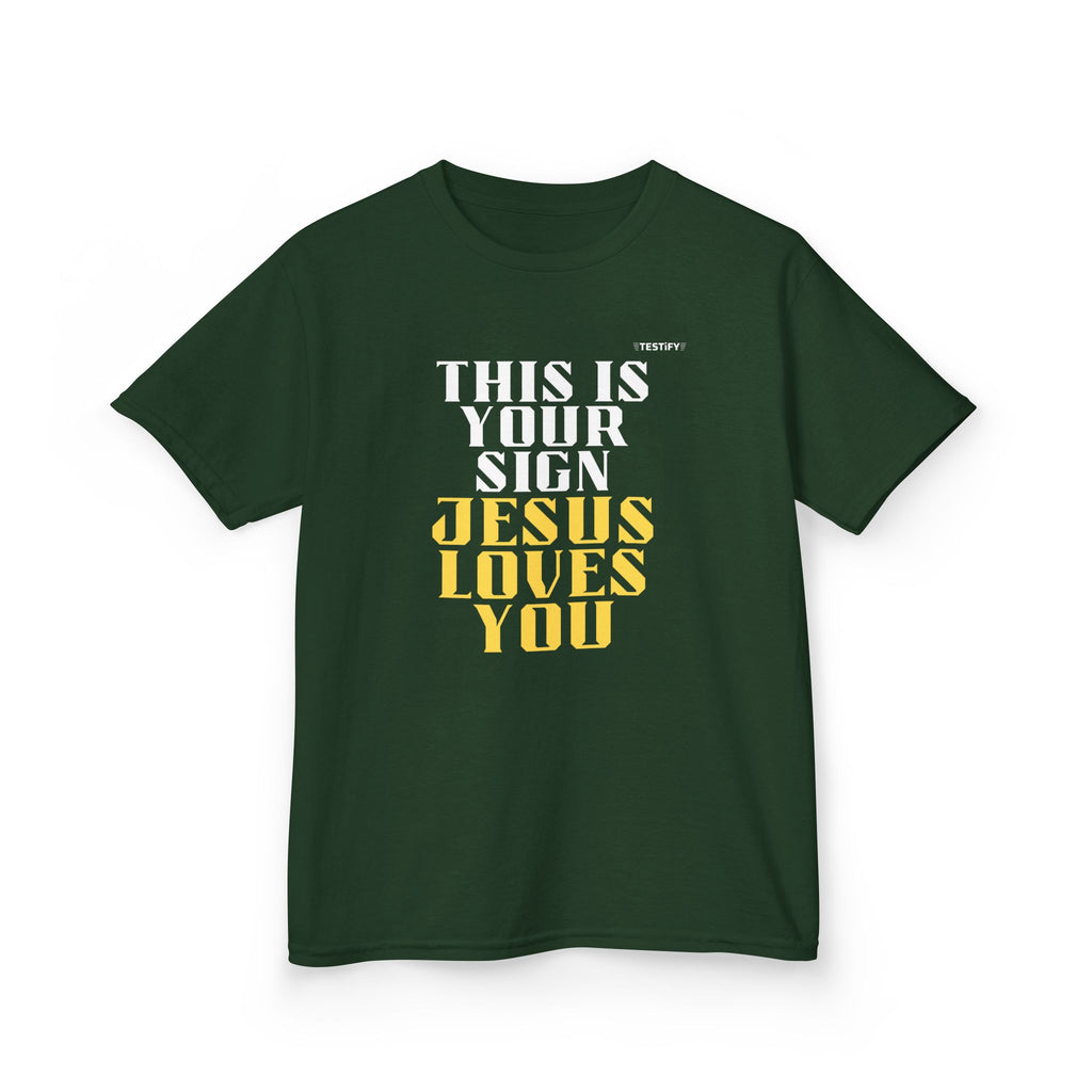 Kids T-Shirt — 'Jesus Loves You' Bright Yellow Faith Tee