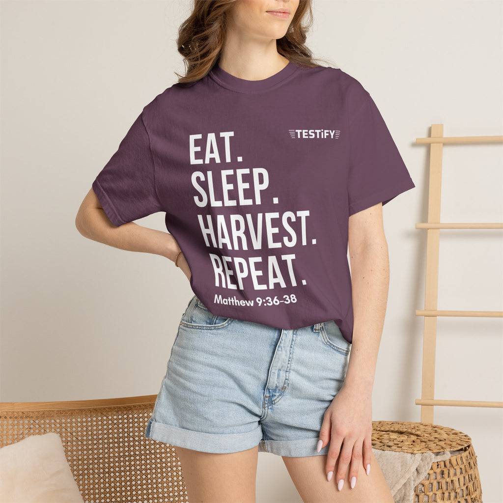 Harvest Mission T-Shirt — "Eat. Sleep. Harvest. Repeat." Christian Faith Tee