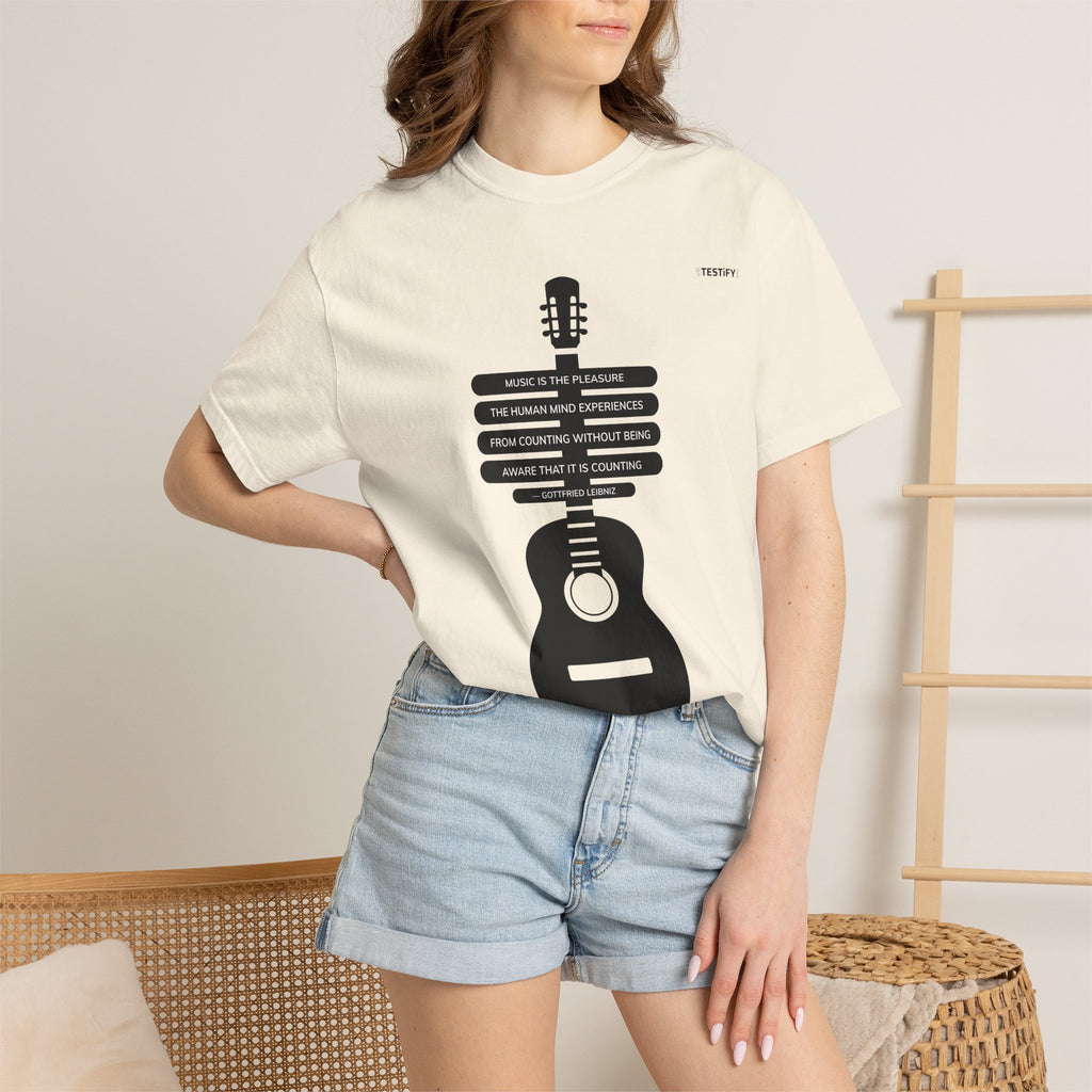 Acoustic Guitar Quote T-Shirt — "Music is the Pleasure" Graphic Tee
